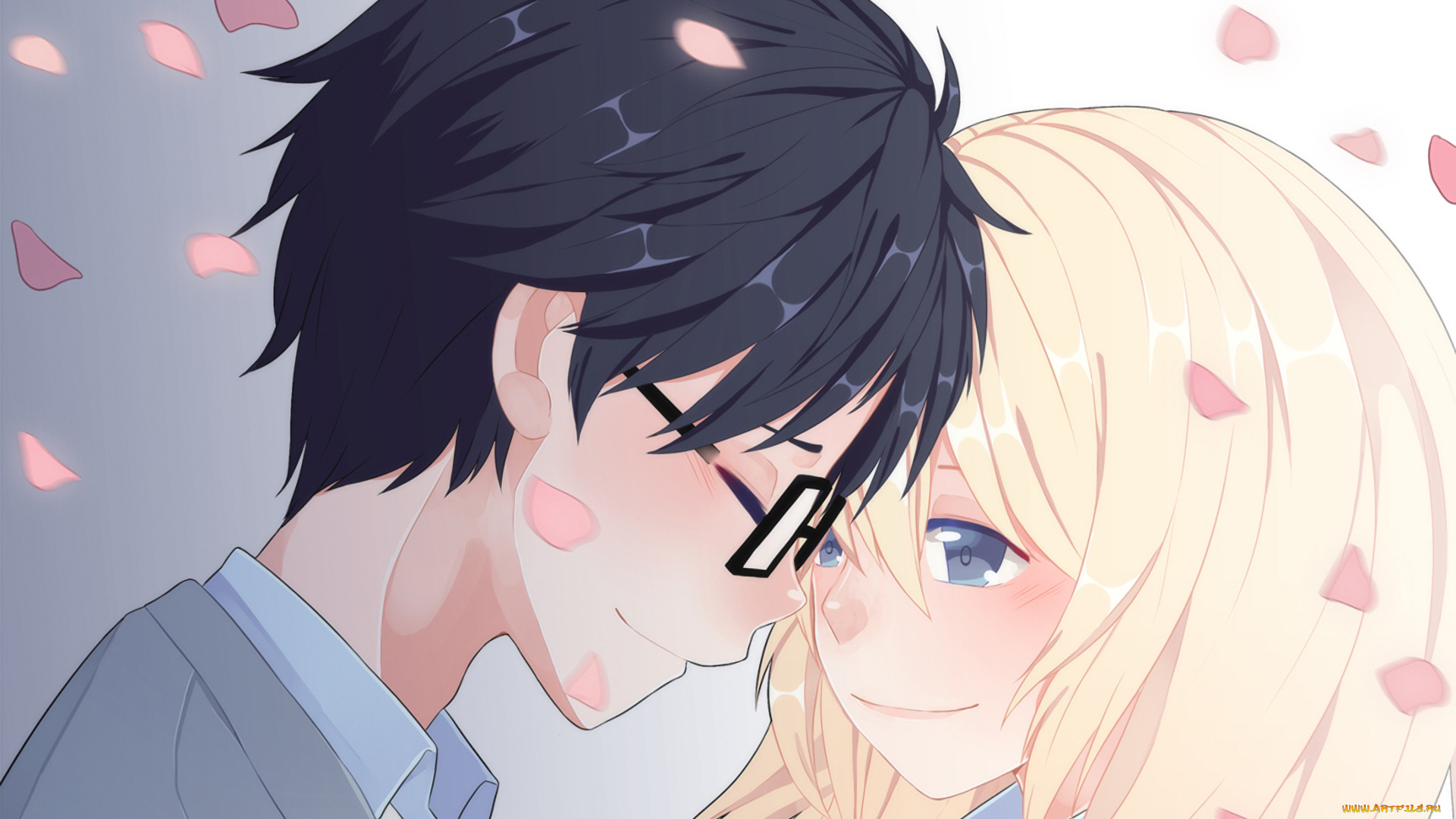 аниме, shigatsu, wa, kimi, no, uso, пара, двое