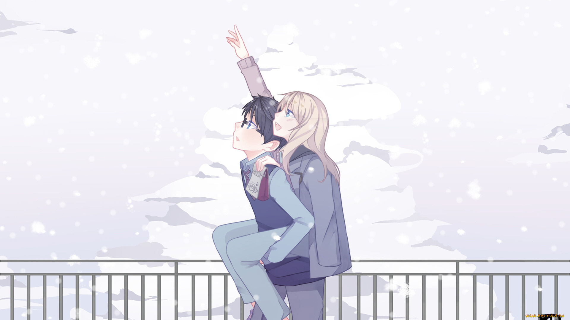 аниме, shigatsu, wa, kimi, no, uso, пара, двое