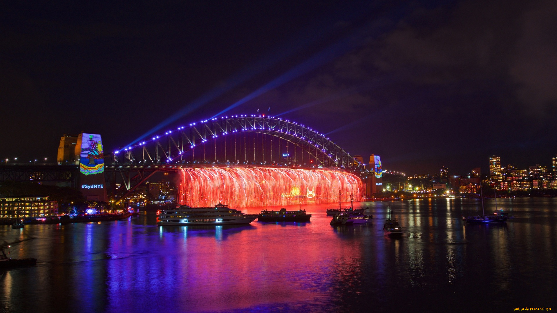 австралия, города, сидней, , здания, освещение, корабли, водоем