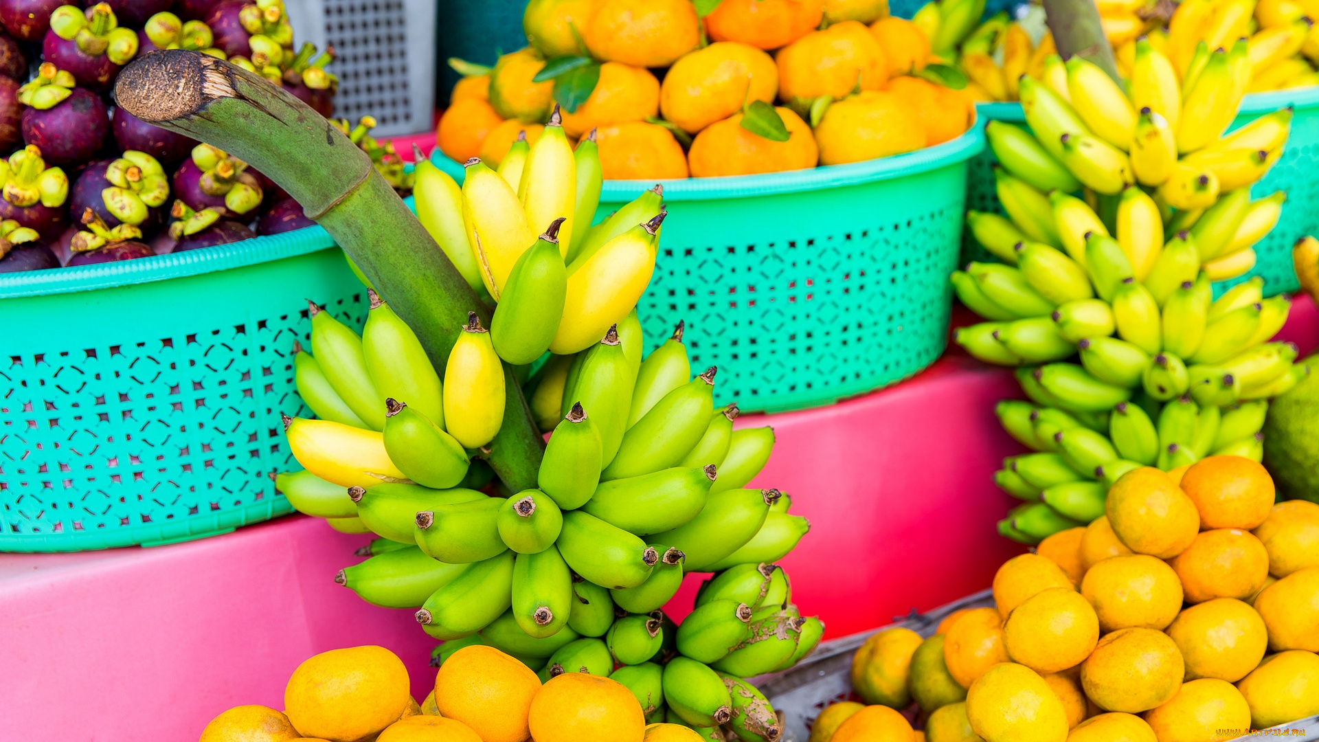 еда, фрукты, , ягоды, мандарины, бананы