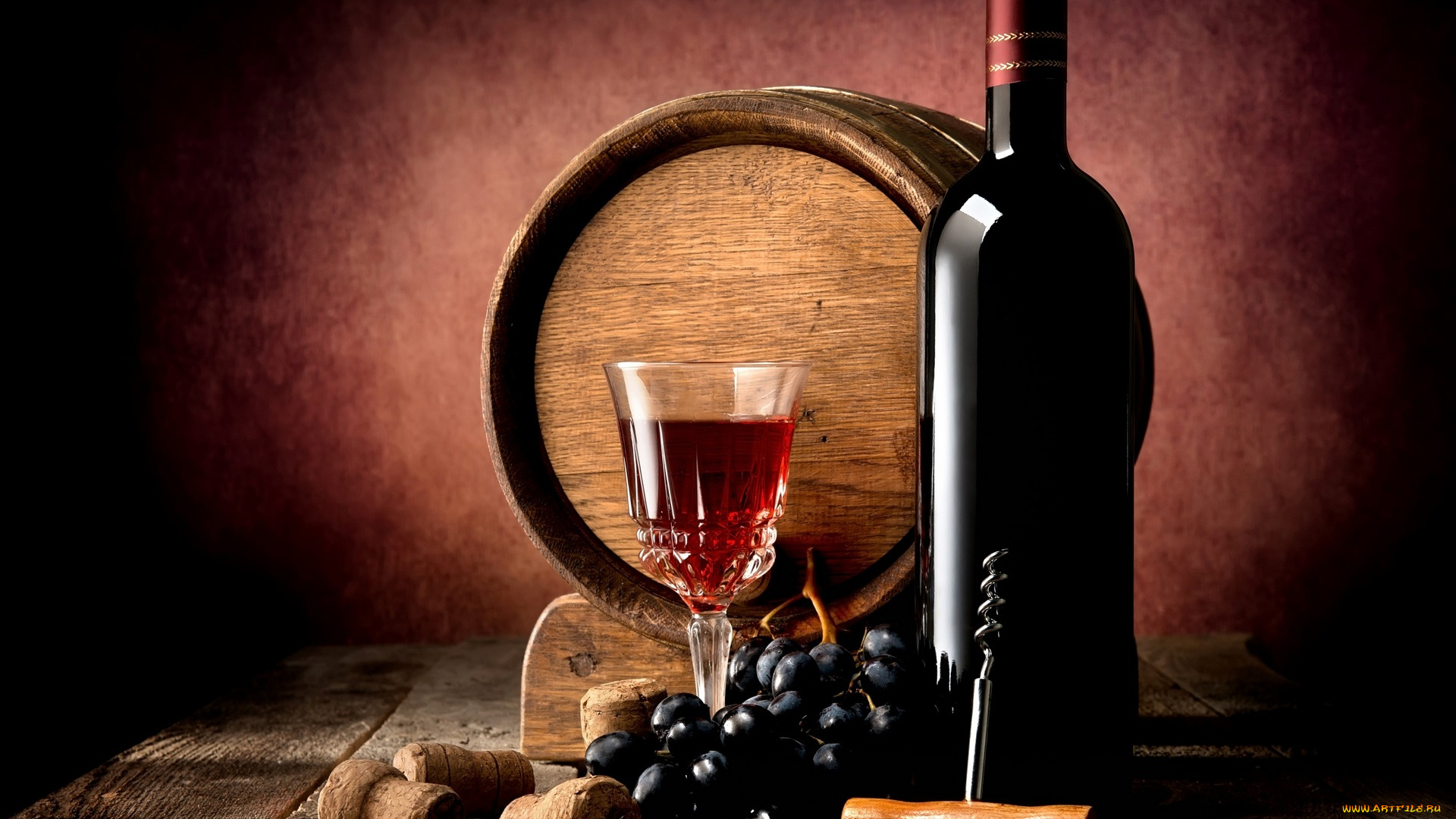 еда, напитки, , вино, виноград, бутылка, бочонок, фужер, штопор
