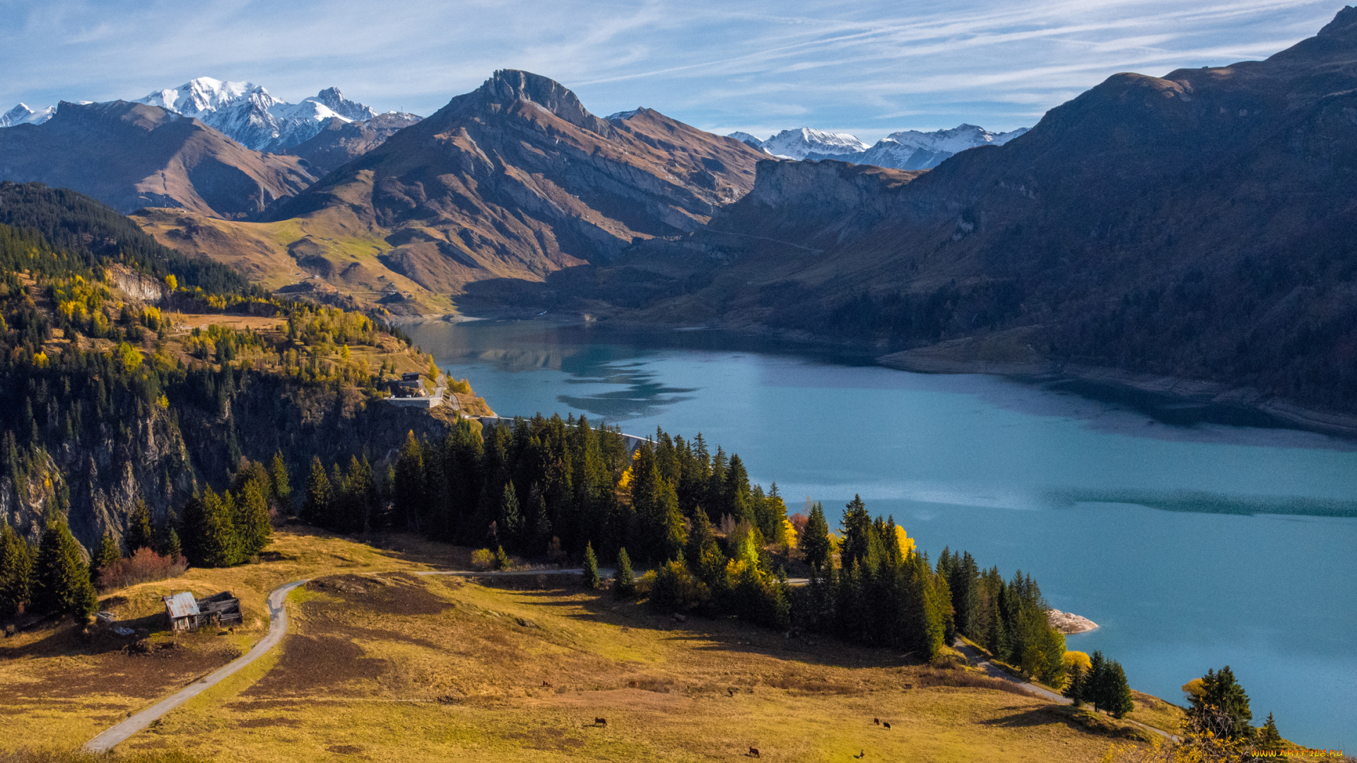 франция, природа, пейзажи, водоем, горы, деревья