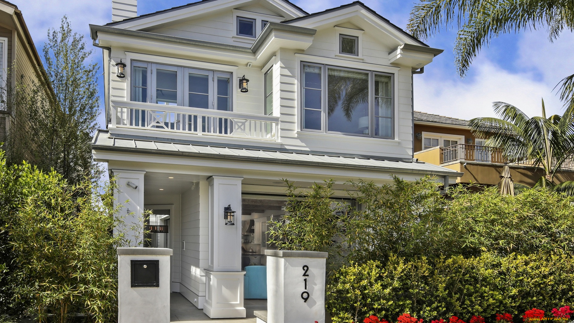 города, -, здания, , дома, кустарники, цветы