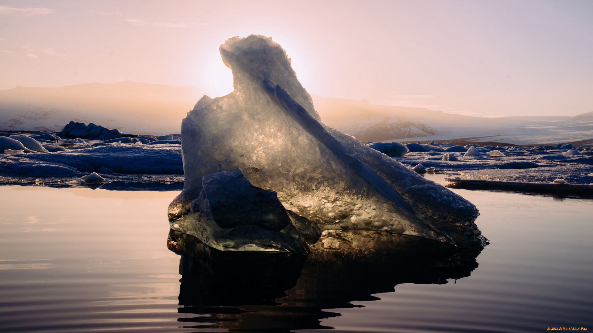 исландия, природа, восходы, закаты, лед, водоем