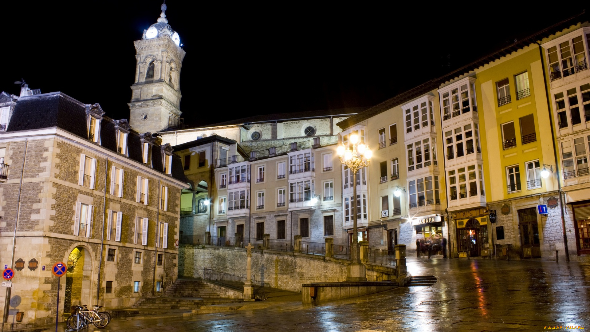 испания, города, -, улицы, , площади, , набережные, ночь, велосипед, фонари, дорога, здания