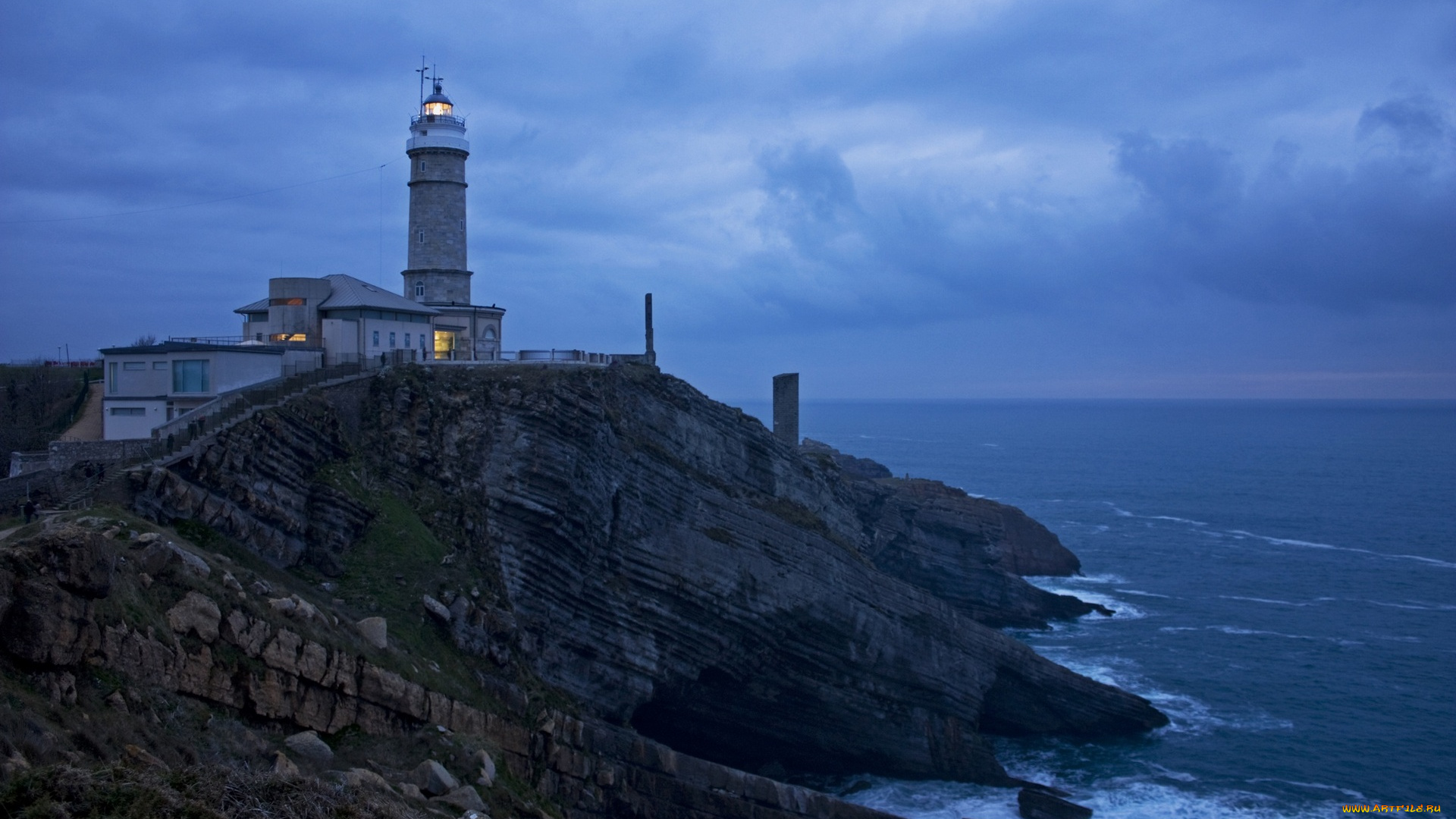 испания, природа, маяки, облака, побережье, водоем