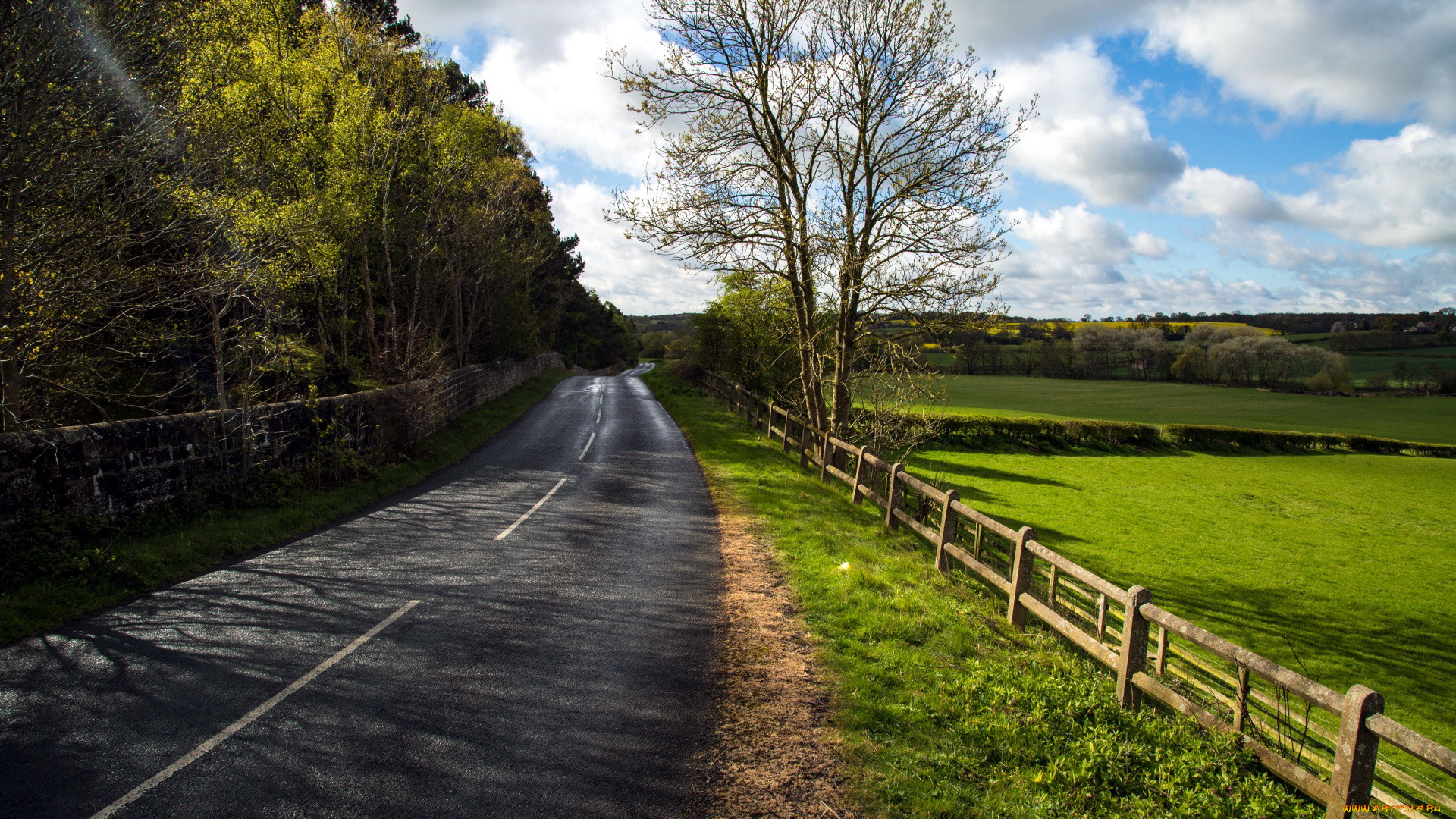 природа, дороги, шоссе, поля
