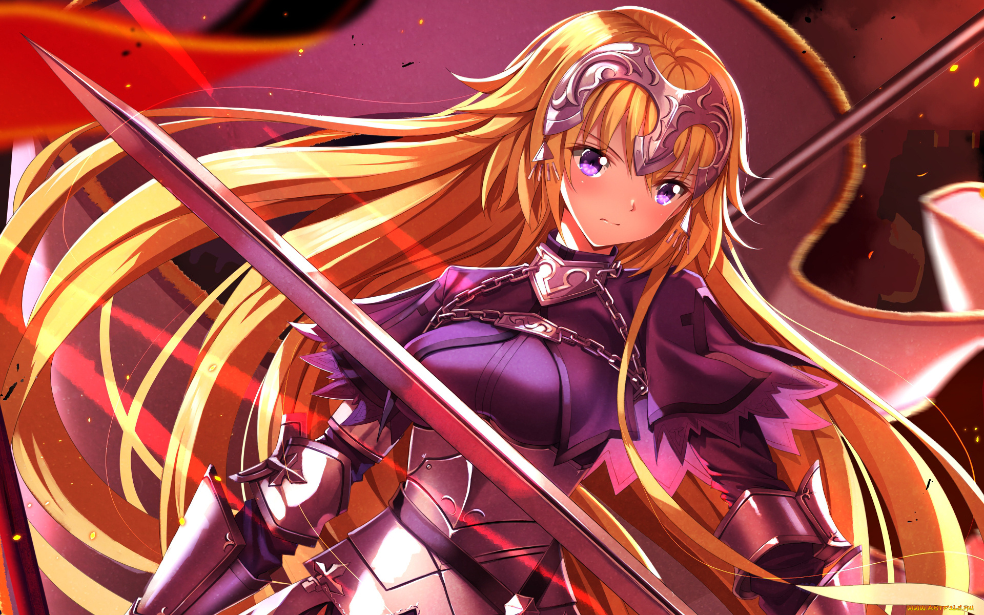 аниме, fate, stay, night, девушка, взгляд, фон