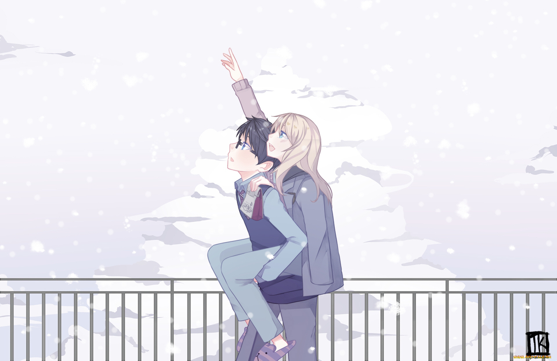 аниме, shigatsu, wa, kimi, no, uso, пара, двое