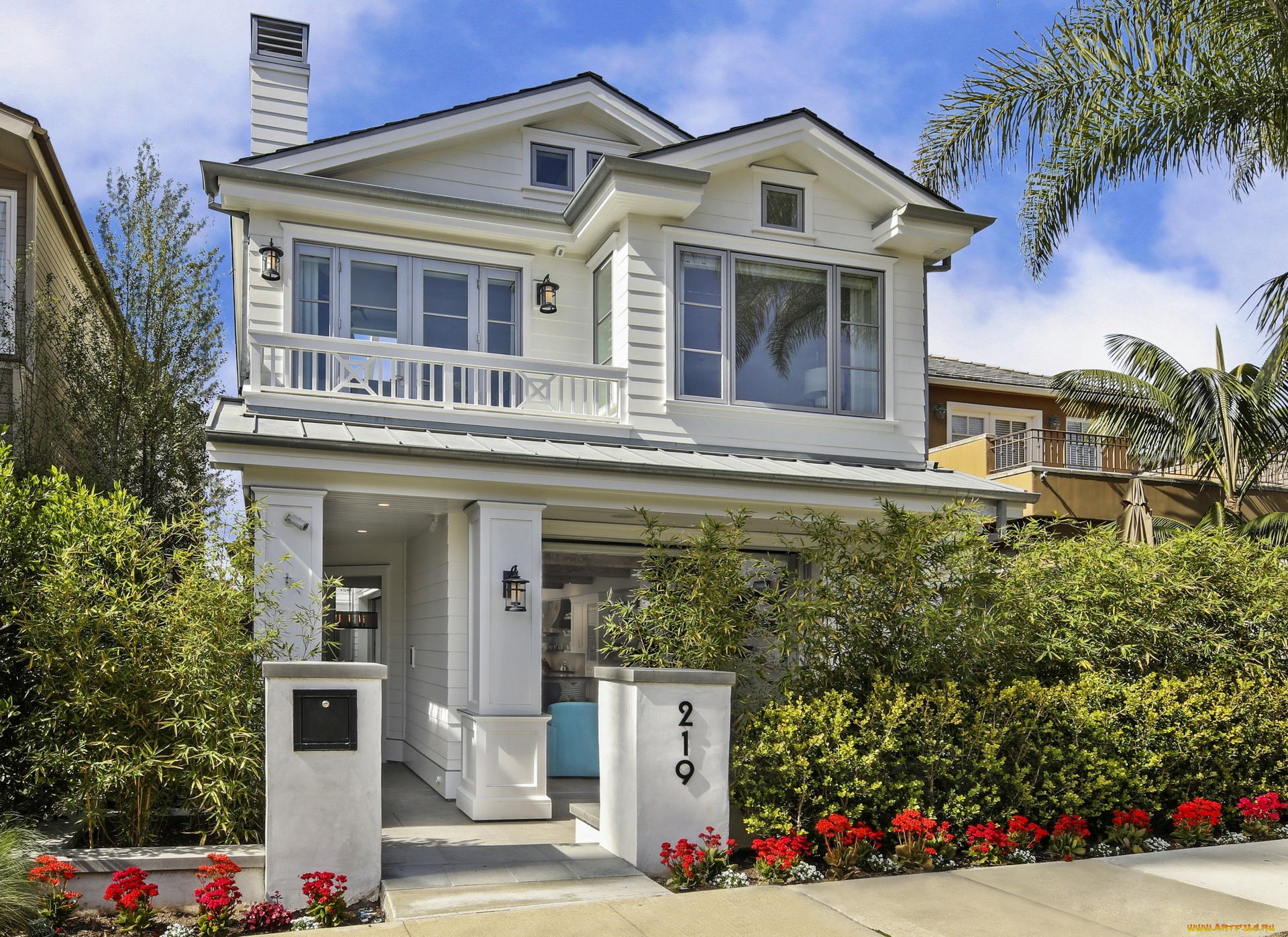 города, -, здания, , дома, кустарники, цветы