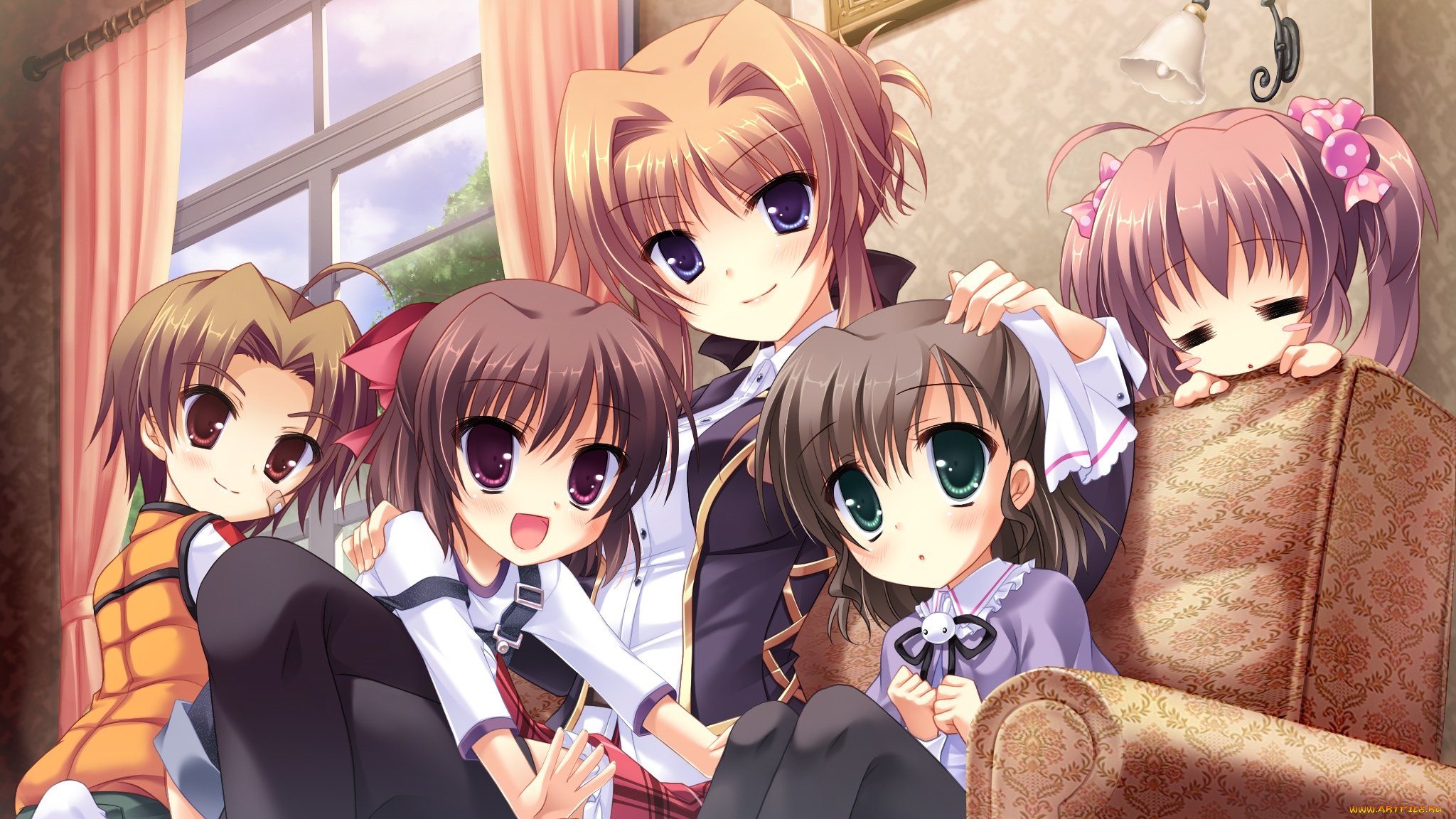 аниме, midori, no, umi, взгляд, фон, девушки