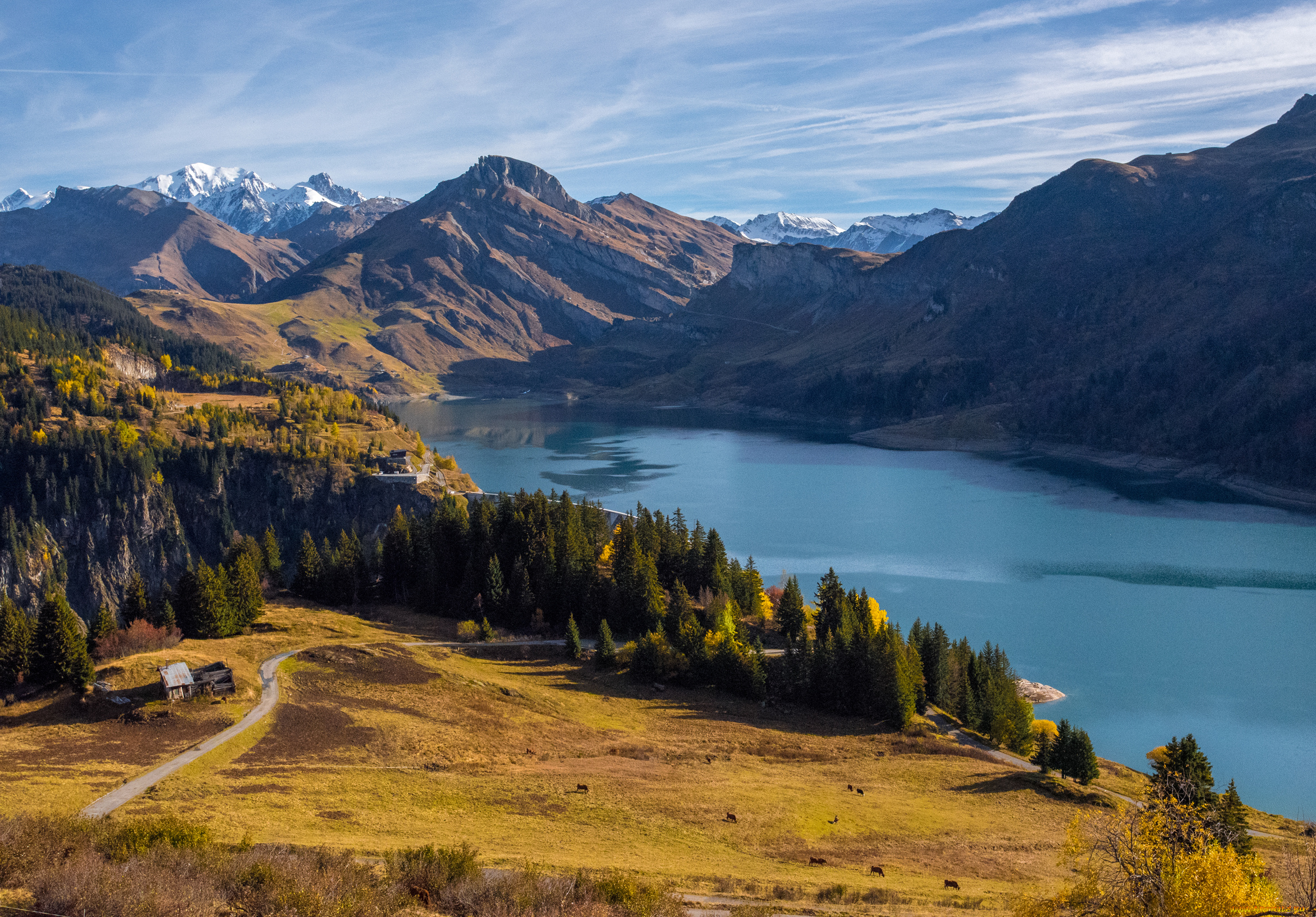 франция, природа, пейзажи, водоем, горы, деревья