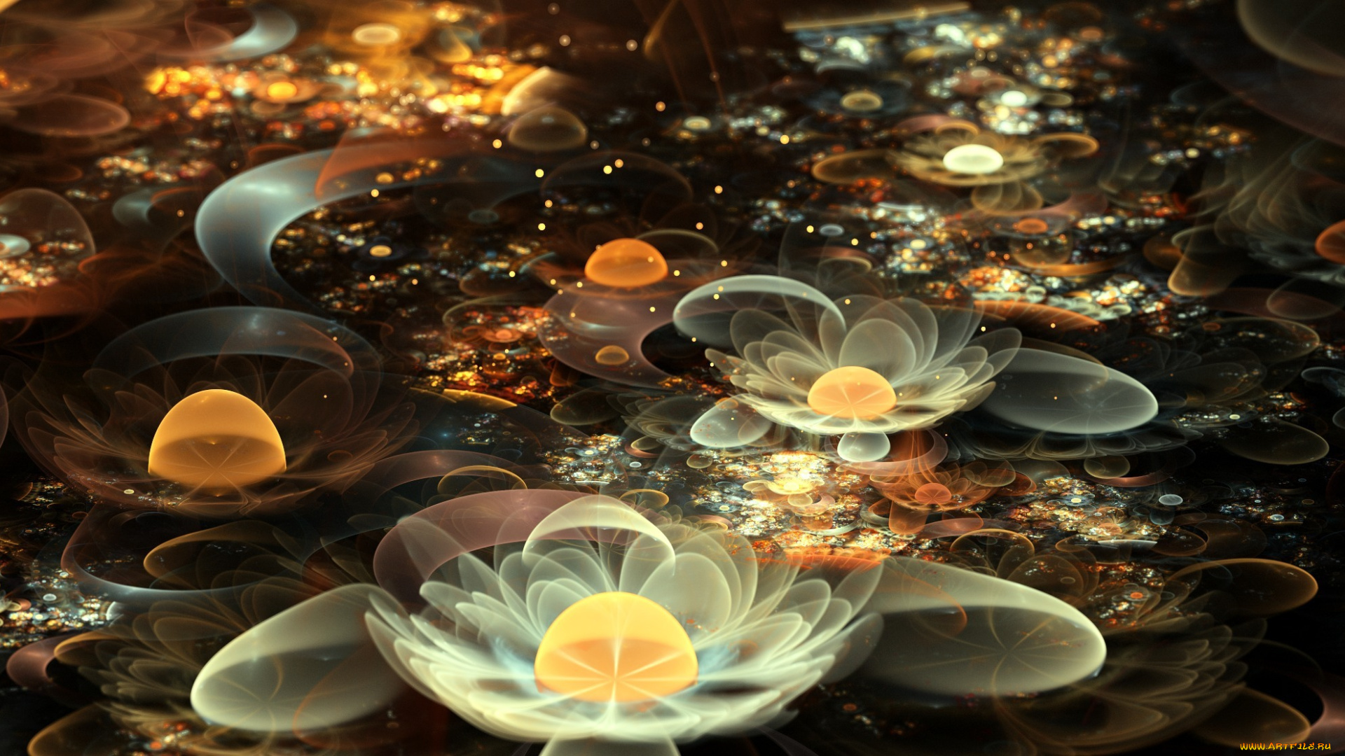 3д, графика, цветы, , flowers, абстракция, лилии, цветы