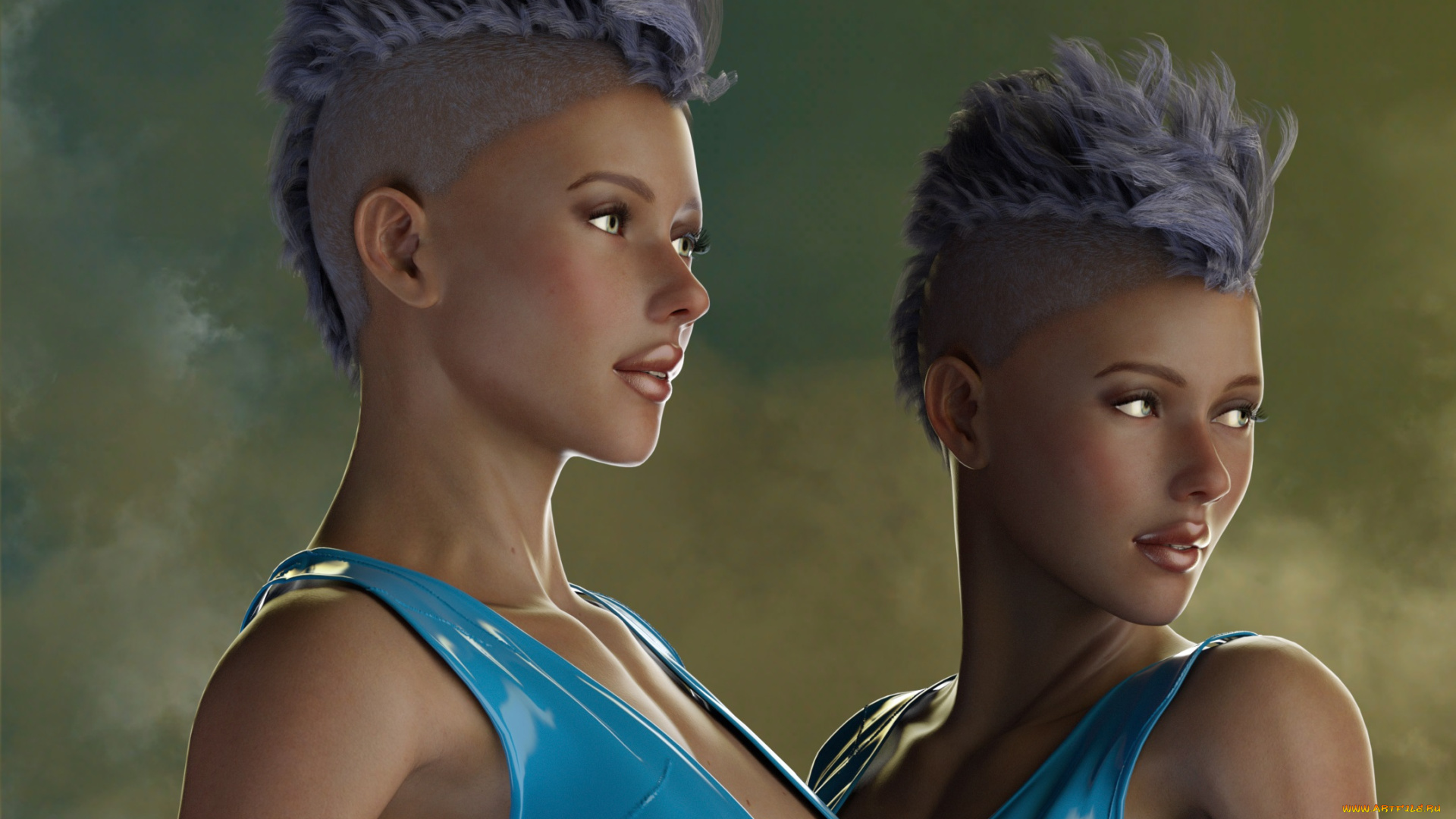 3д, графика, люди, , people, девушки, взгляд, фон