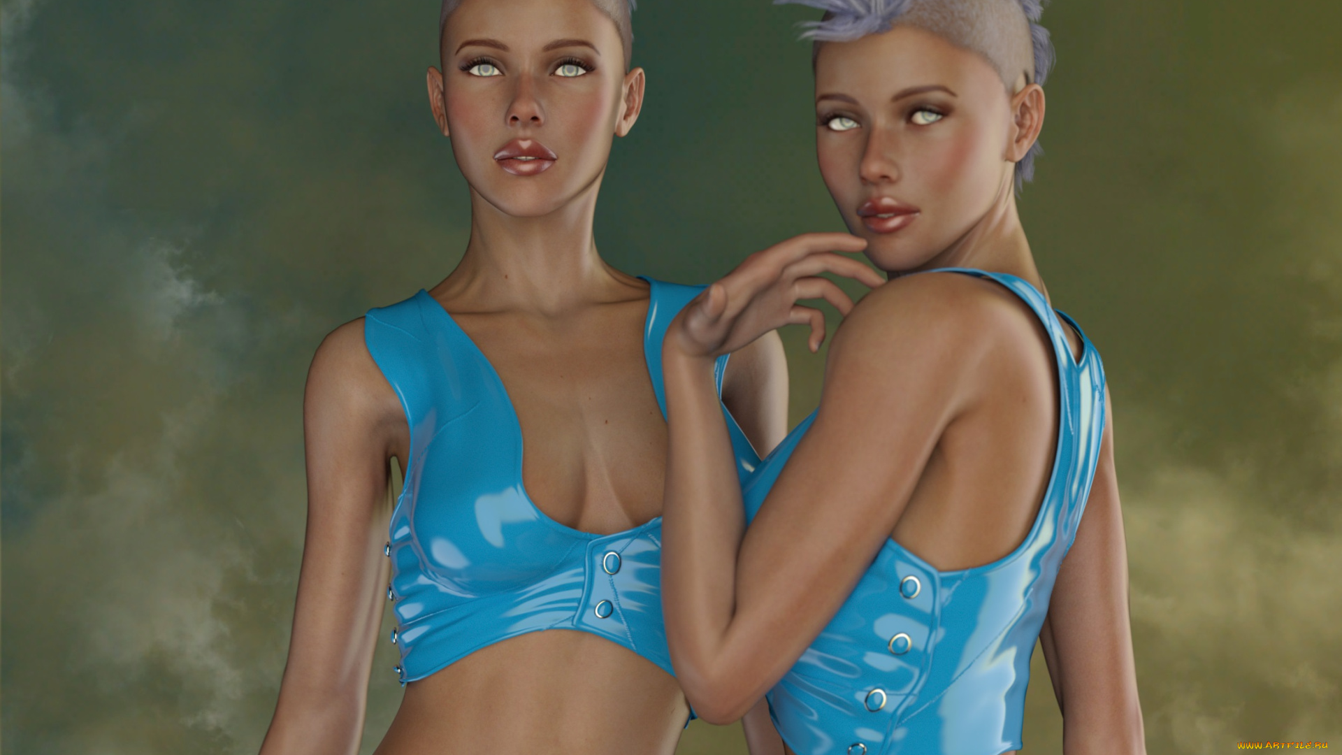 3д, графика, люди, , people, девушки, взгляд, фон