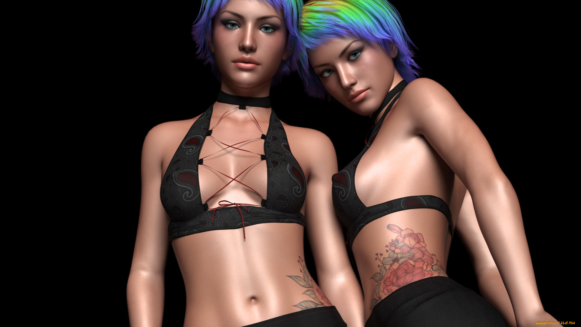 3д, графика, люди, , people, девушки, взгляд, фон