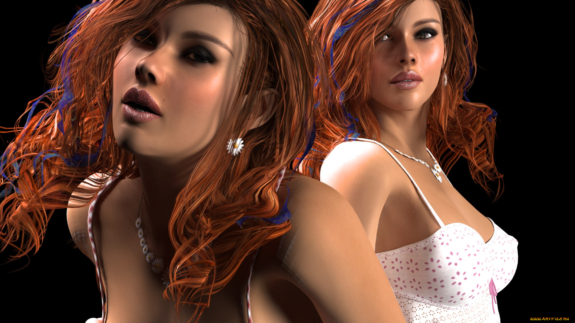 3д, графика, люди, , people, девушки, взгляд, фон