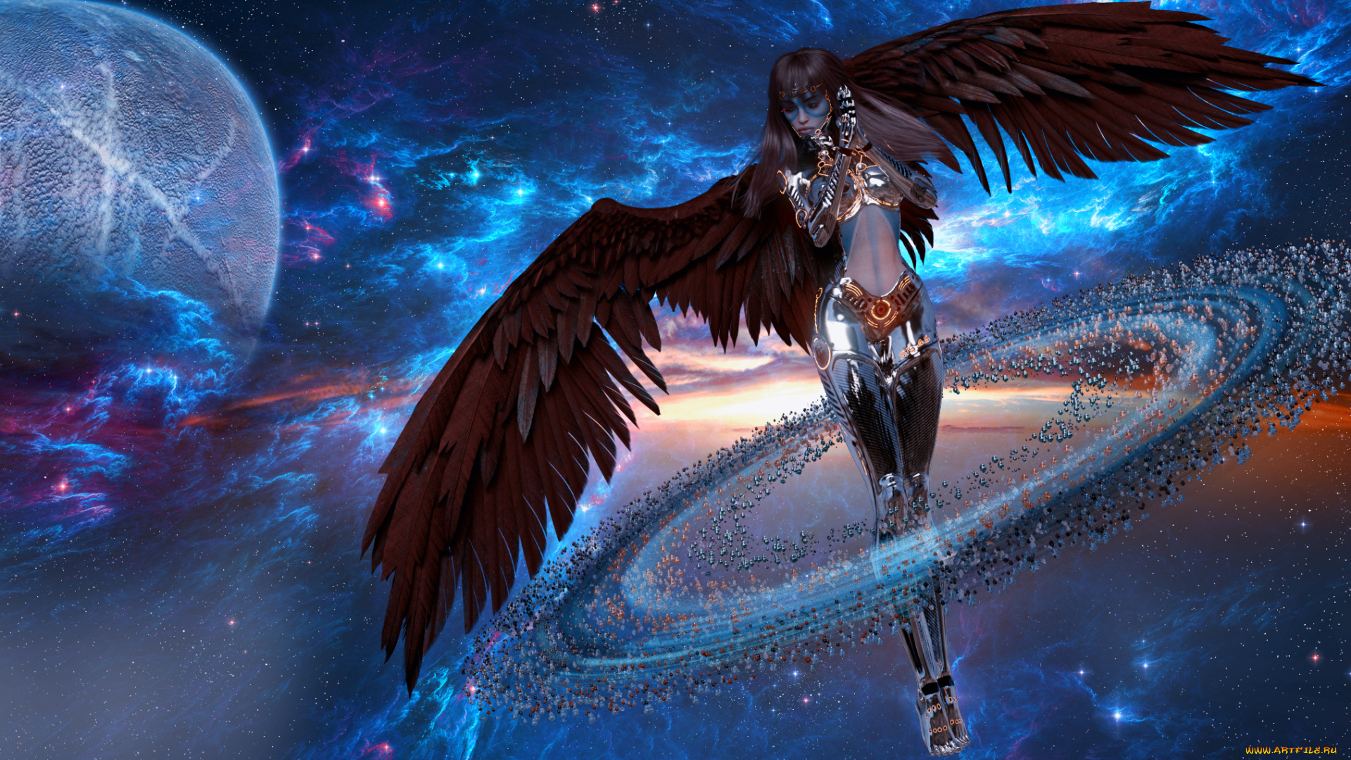 3д, графика, существа, , creatures, девушка, взгляд, фон