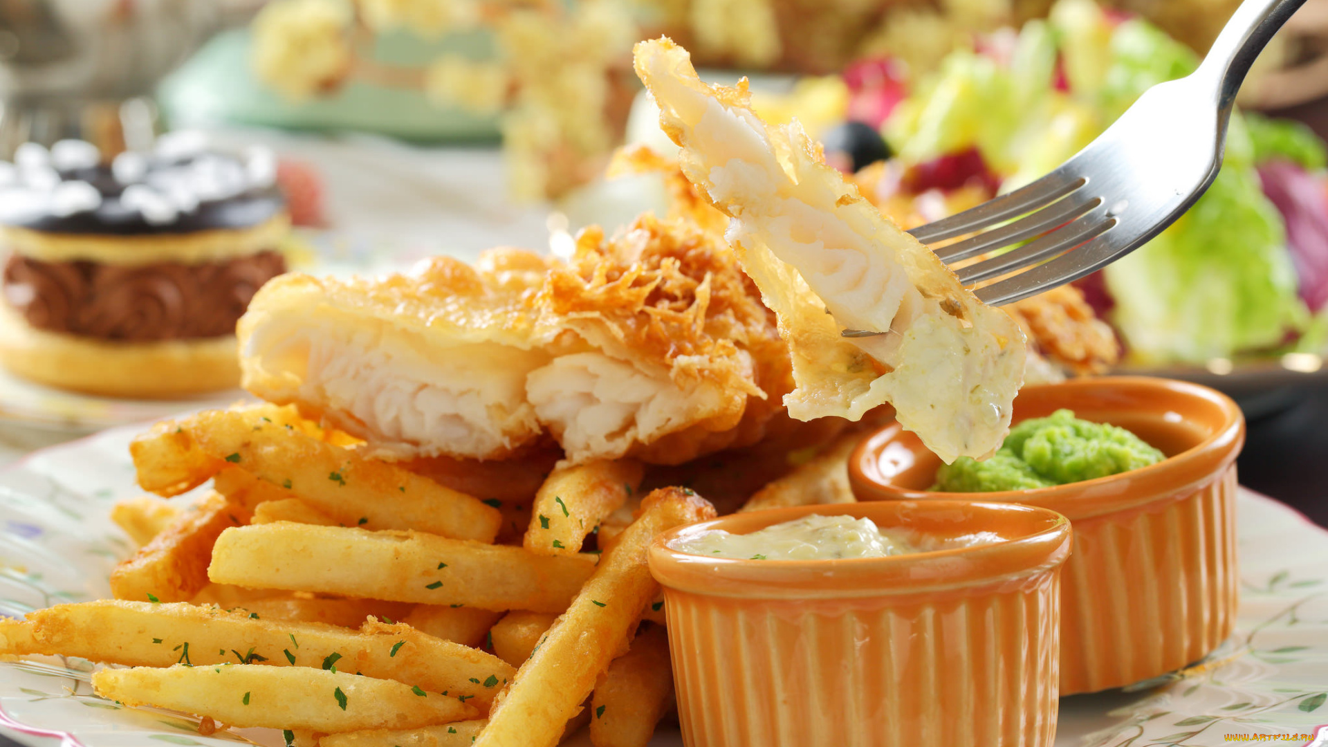 еда, рыбные, блюда, , с, морепродуктами, снедь