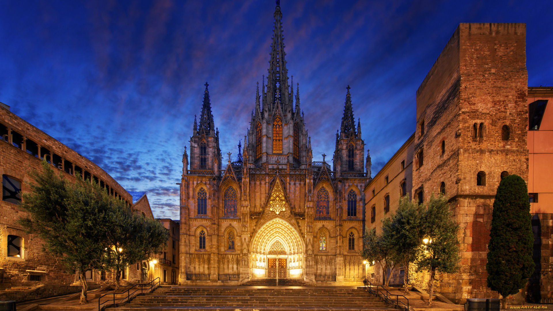 gothic, barcelona, cathedra, города, барселона, , испания, простор