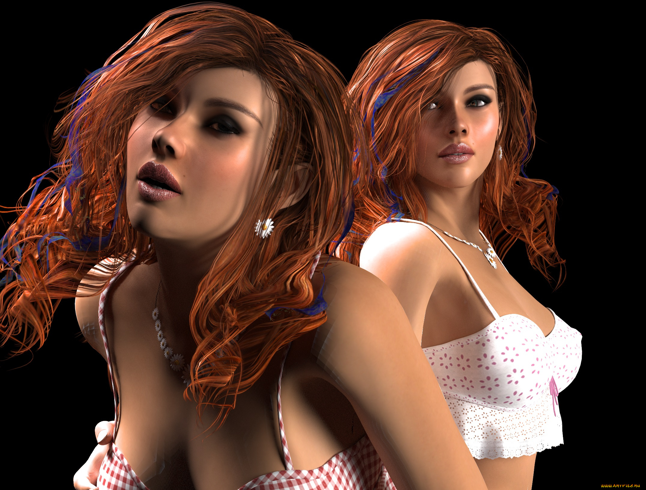 3д, графика, люди, , people, девушки, взгляд, фон