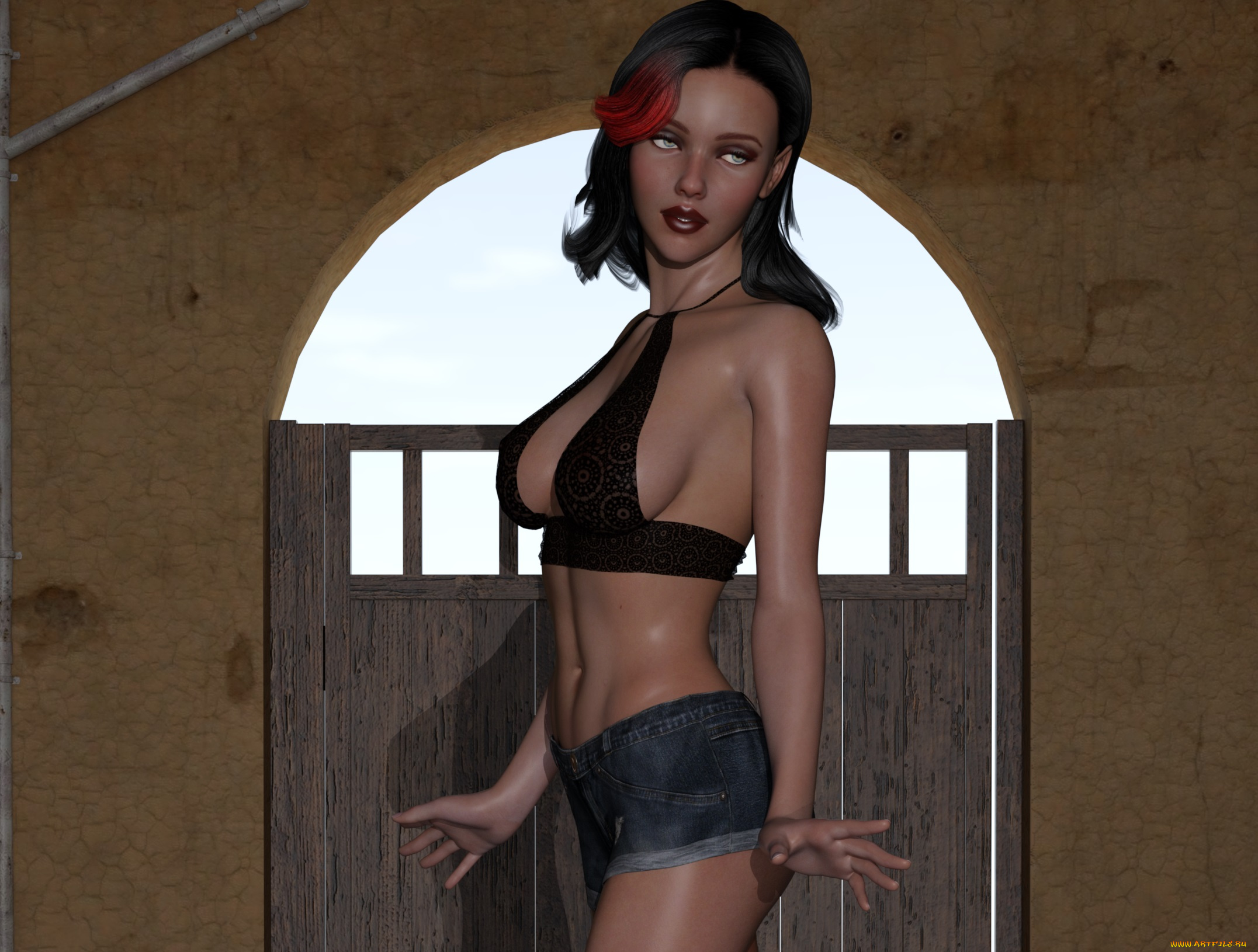 3д, графика, люди, , people, девушка, взгляд, фон