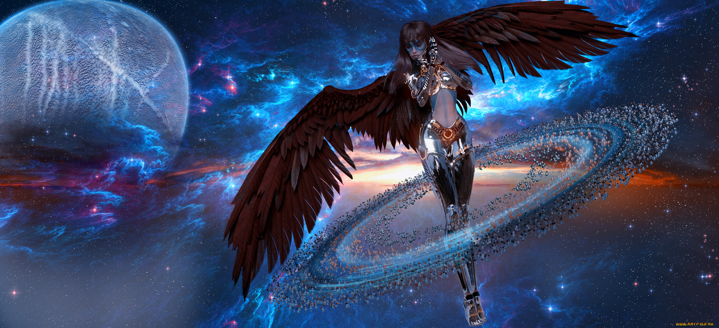 3д, графика, существа, , creatures, девушка, взгляд, фон