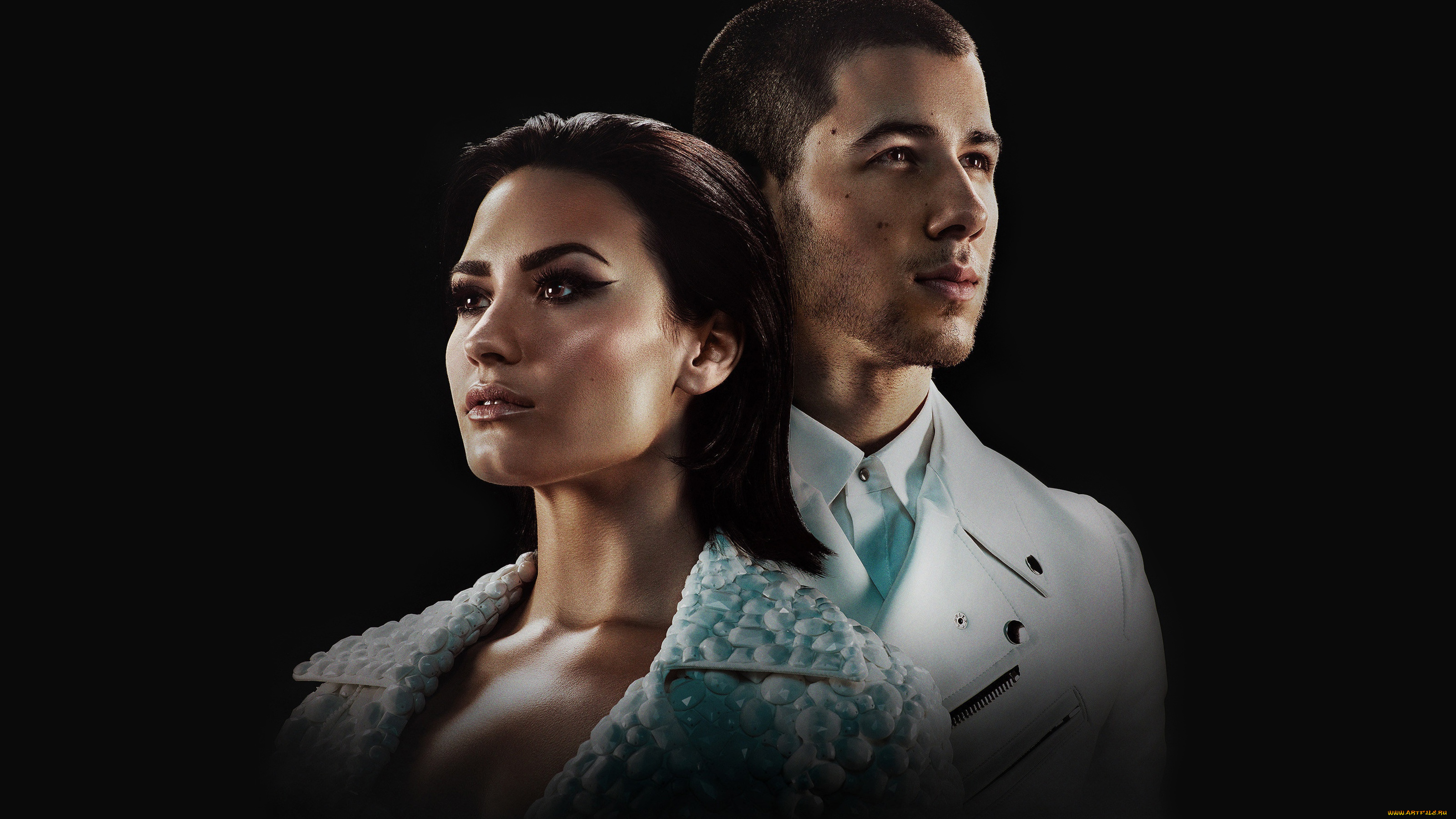 музыка, -другое, знаменитости, nick, jonas, demi, lovato, деми, ловато, черный, фон, певцы, ник, джонас