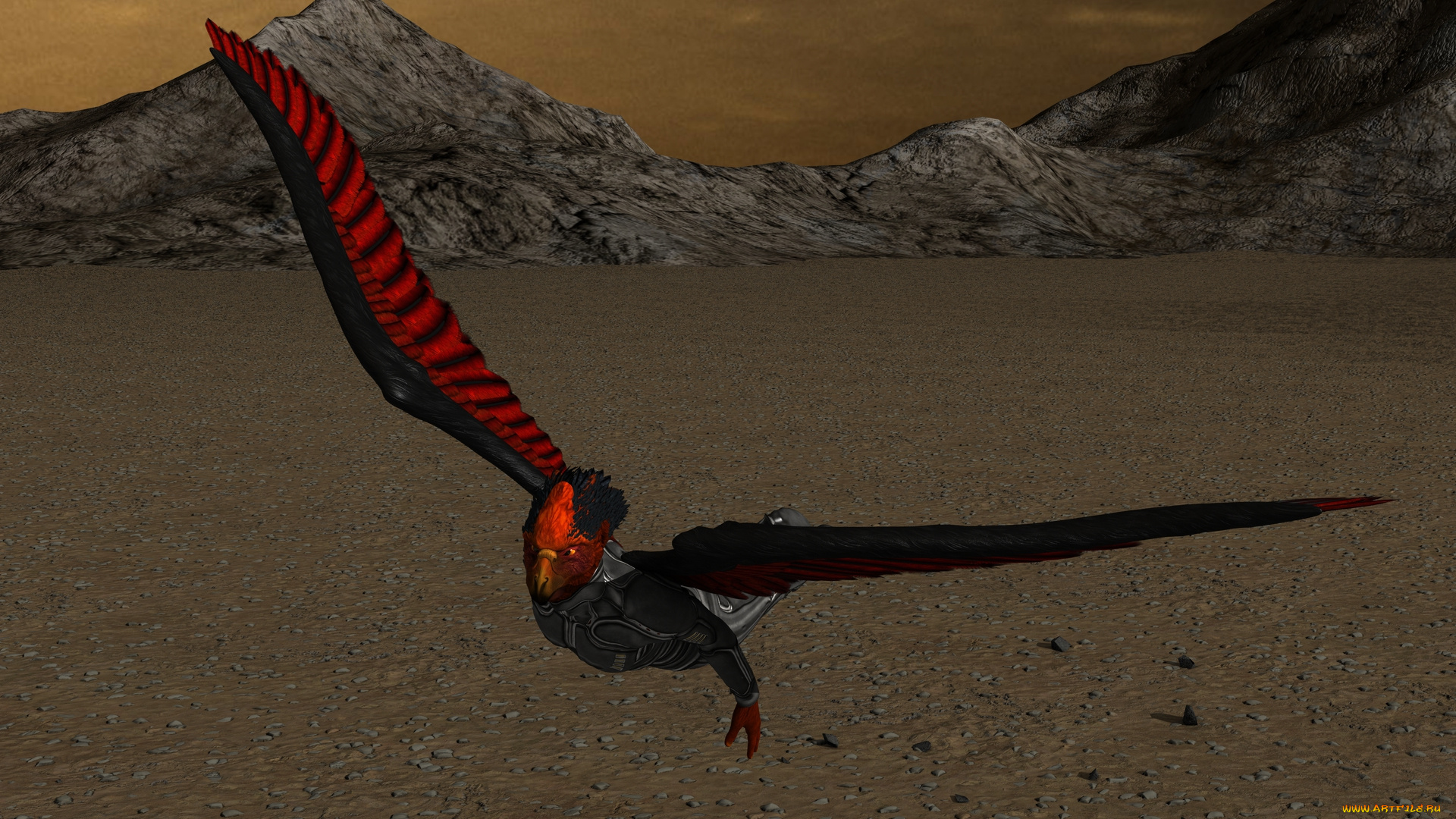 3д, графика, существа, , creatures, полет, птица