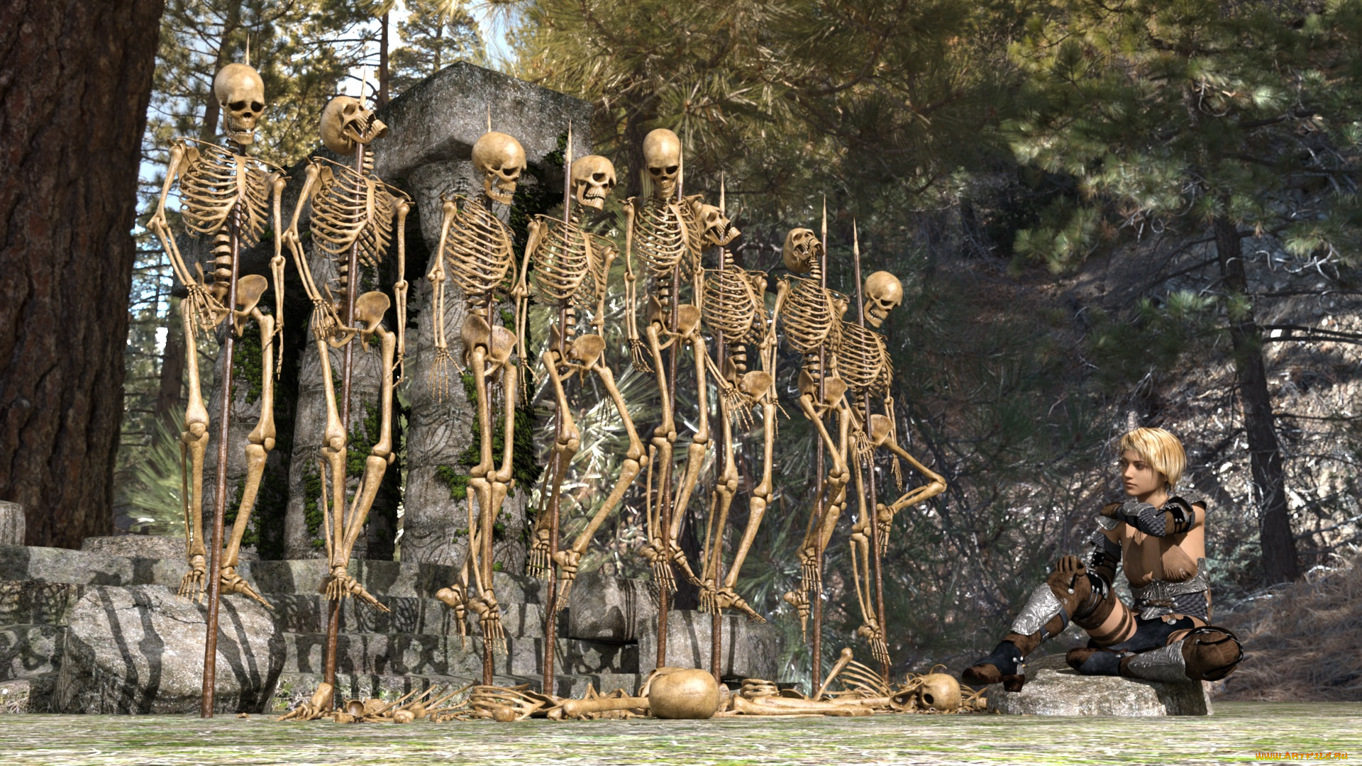 3д, графика, ужас, , horror, фон, взгляд, девушка