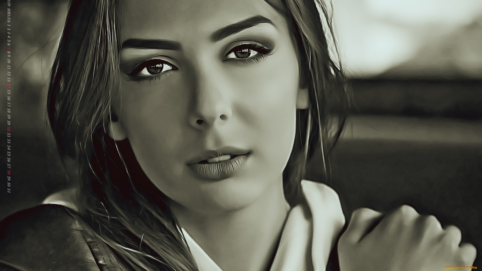 календари, компьютерный, дизайн, девушка, взгляд, лицо, женщина, calendar, 2019