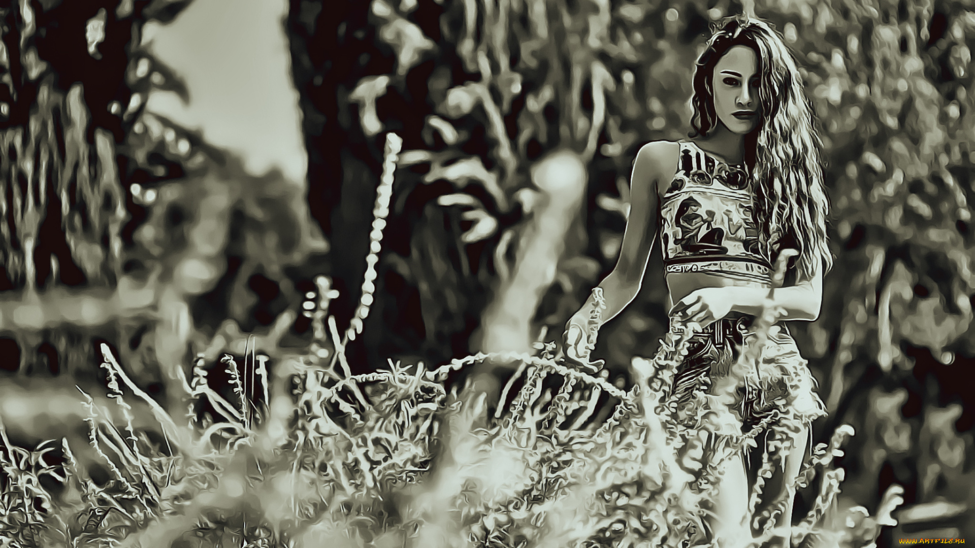 календари, компьютерный, дизайн, природа, 2019, calendar, поза, женщина, растение, взгляд, девушка