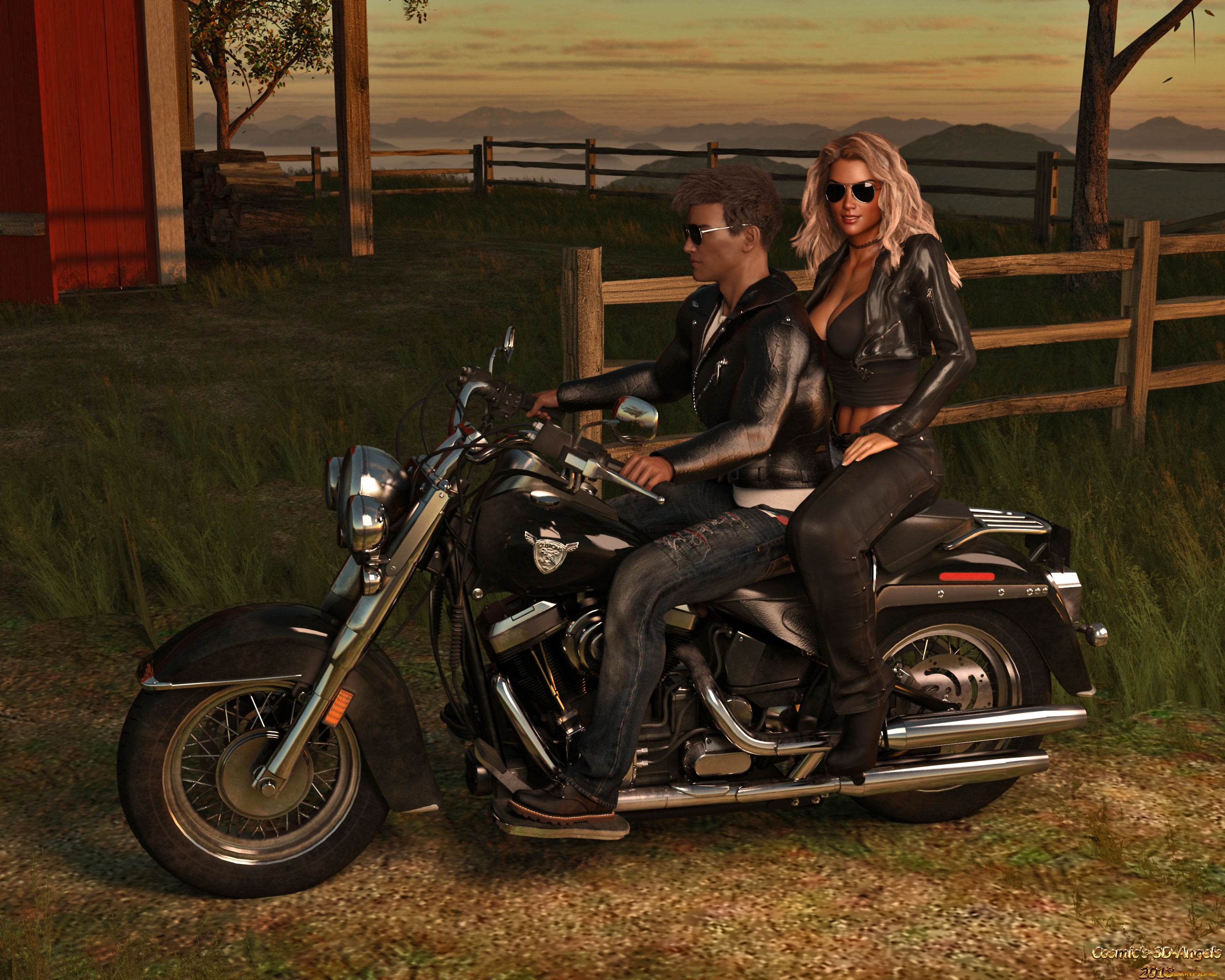 3д, графика, люди-авто, мото, , people-, car, , , moto, фон, девушка, взгляд