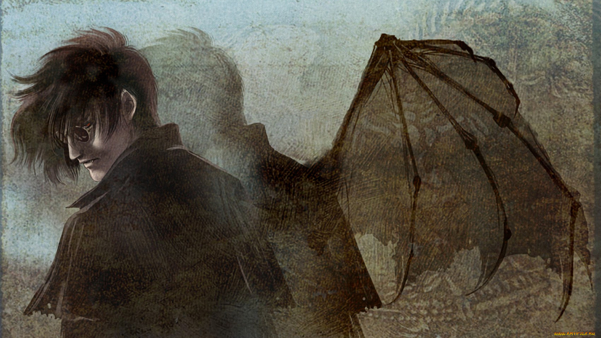 аниме, hellsing, алукард, alucard, дракула, вампир, dracula, крылья