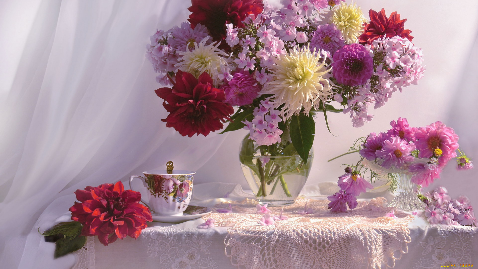 цветы, букеты, , композиции, флоксы, георгины