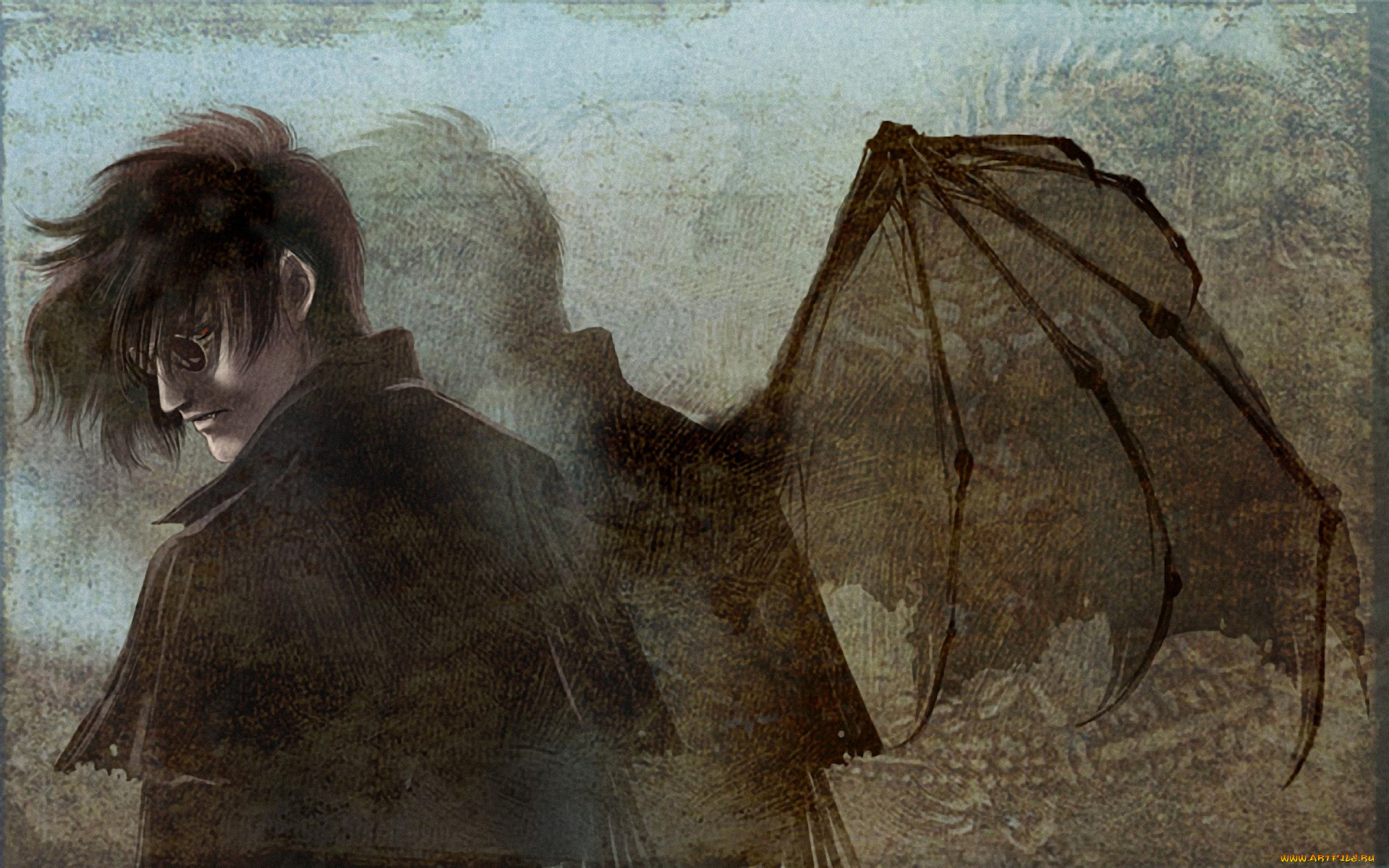 аниме, hellsing, алукард, alucard, дракула, вампир, dracula, крылья