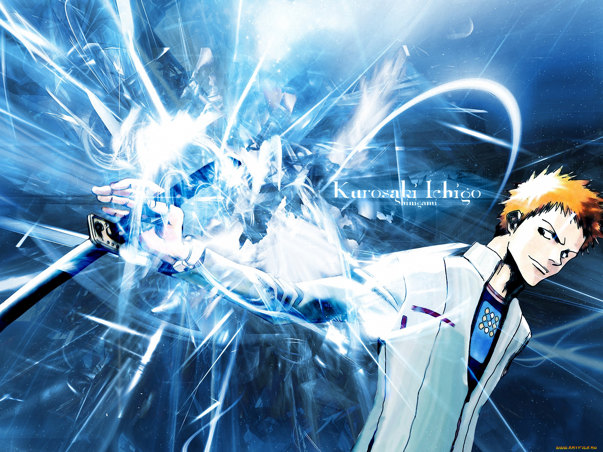 аниме, bleach, kurosaki, ichigo, shinigami, меч, парень
