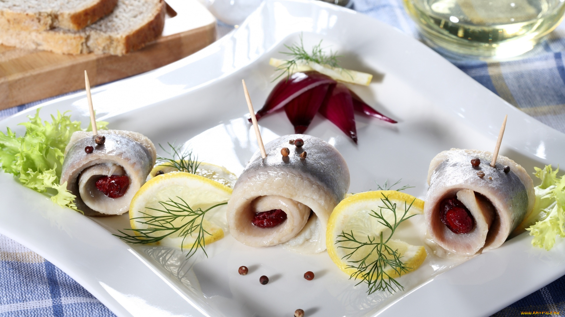 еда, рыбные, блюда, , с, морепродуктами, лук, селедка, укроп