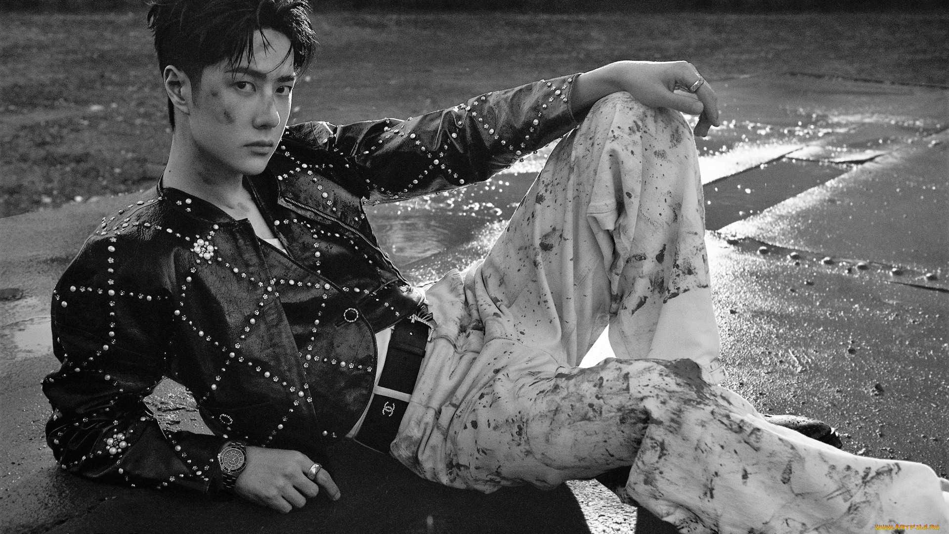 мужчины, wang, yi, bo, актер, певец, грязь, лужи