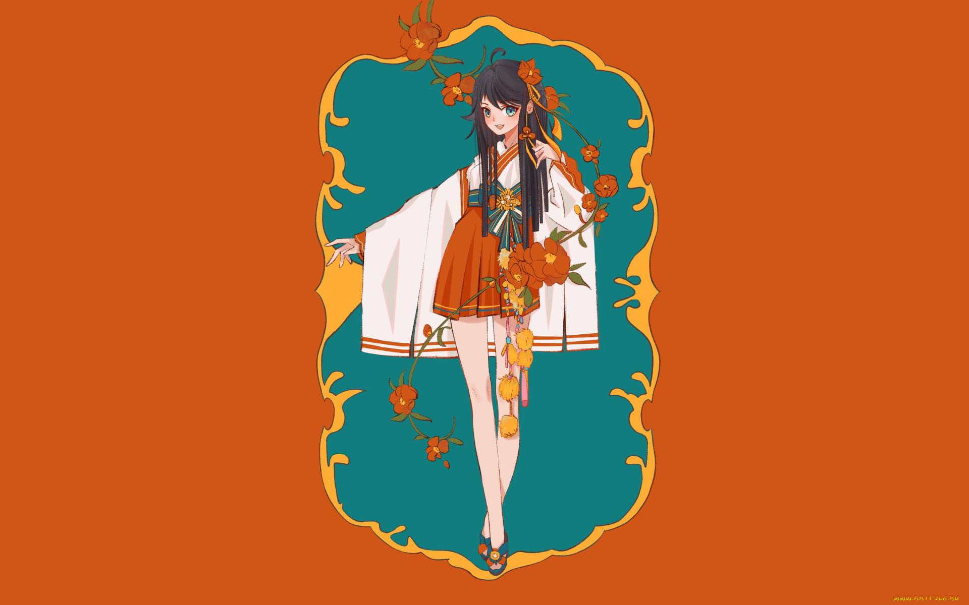 аниме, unknown, , другое, , девочка, цветы