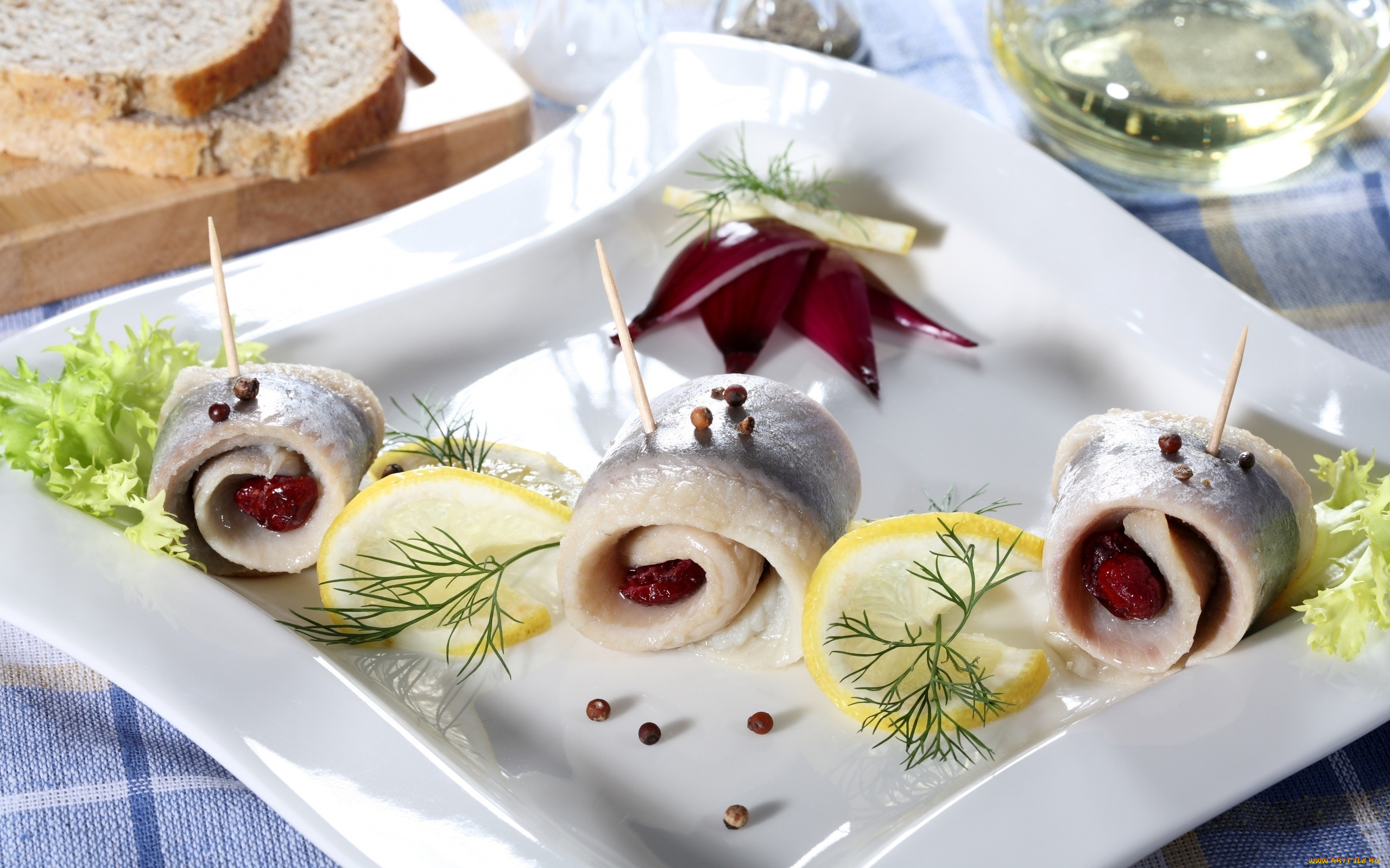 еда, рыбные, блюда, , с, морепродуктами, лук, селедка, укроп