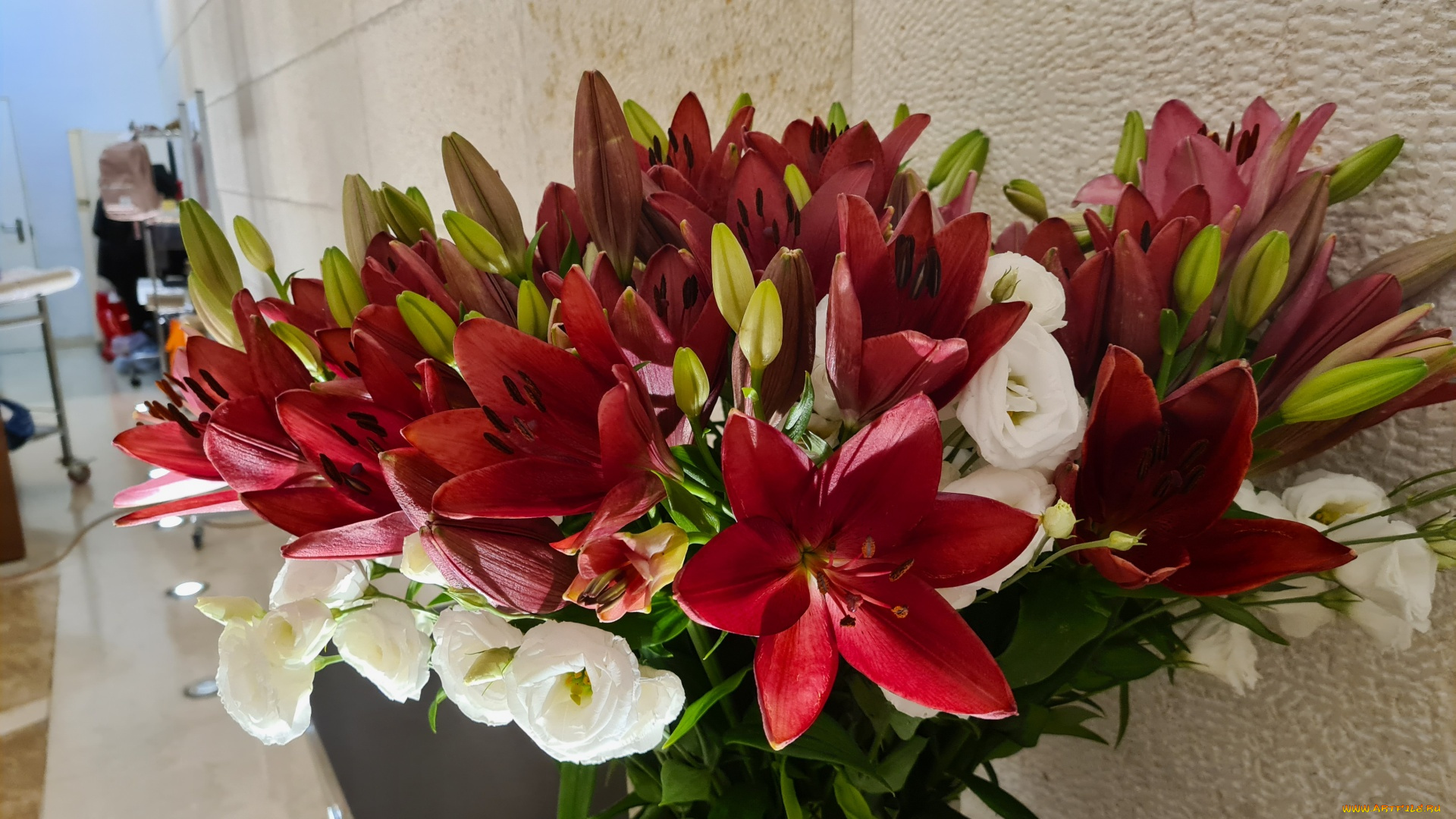 цветы, букеты, , композиции, эустома, белая, букет, лилии