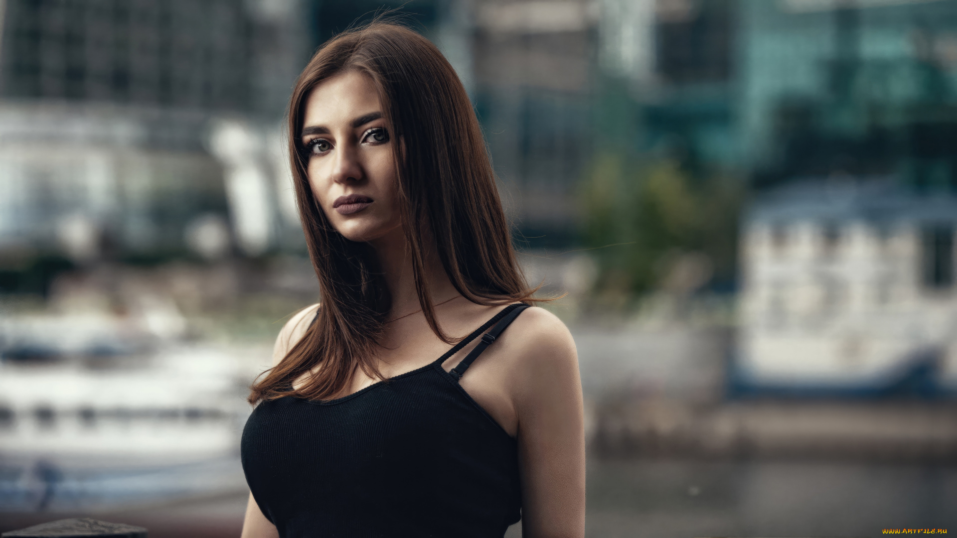 девушки, -, брюнетки, , шатенки, брюнетка, город, длинные, волосы