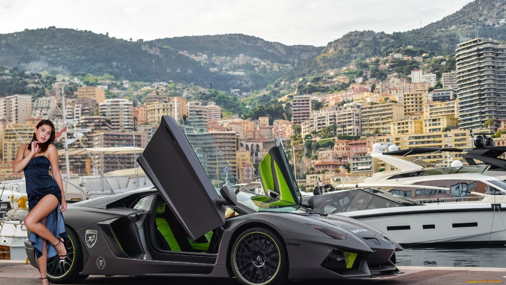 девушки, ellie, luna, платье, поза, автомобиль