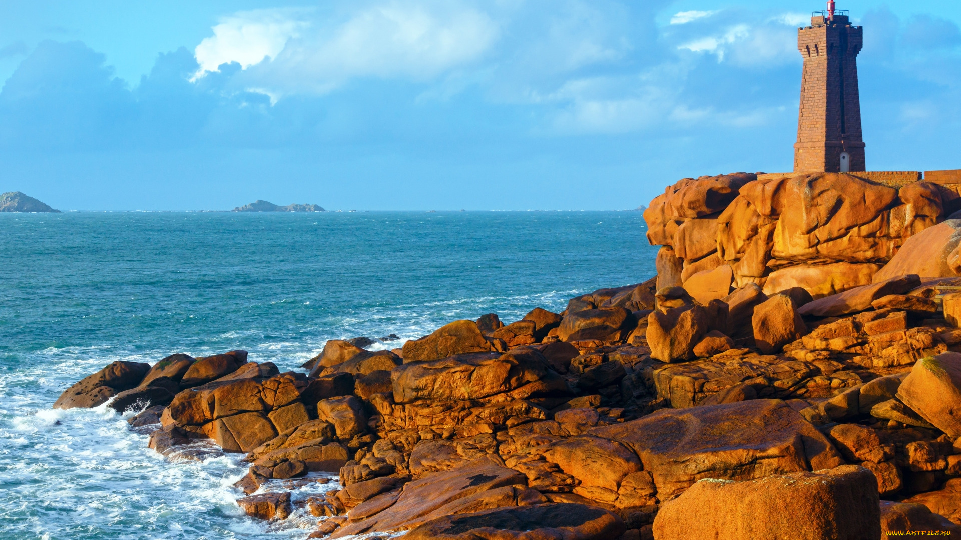 ploumanach, lighthouse, brittany, france, природа, маяки, ploumanach, lighthouse