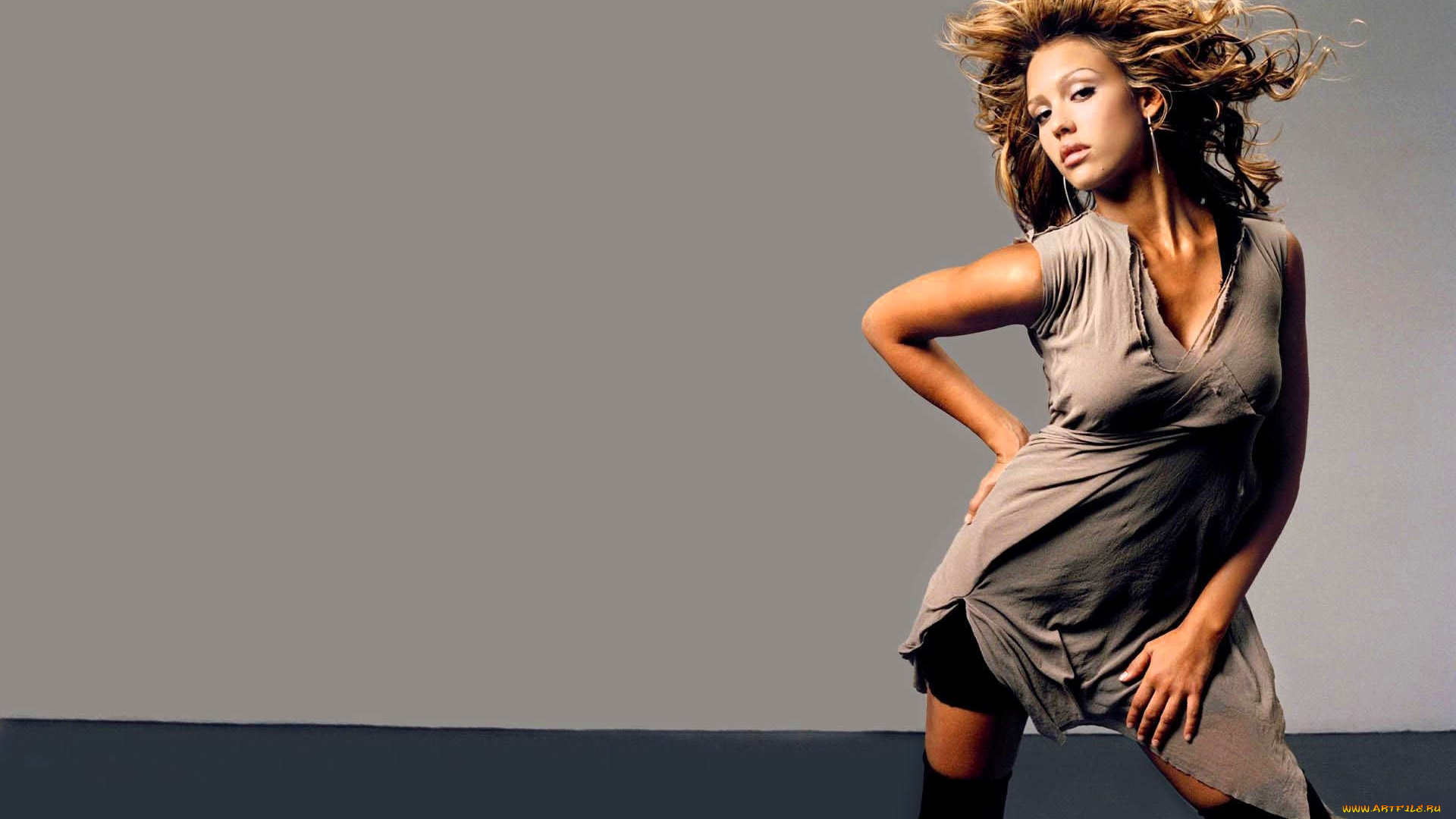 девушки, jessica, alba, актриса, шатенка, платье, чулки