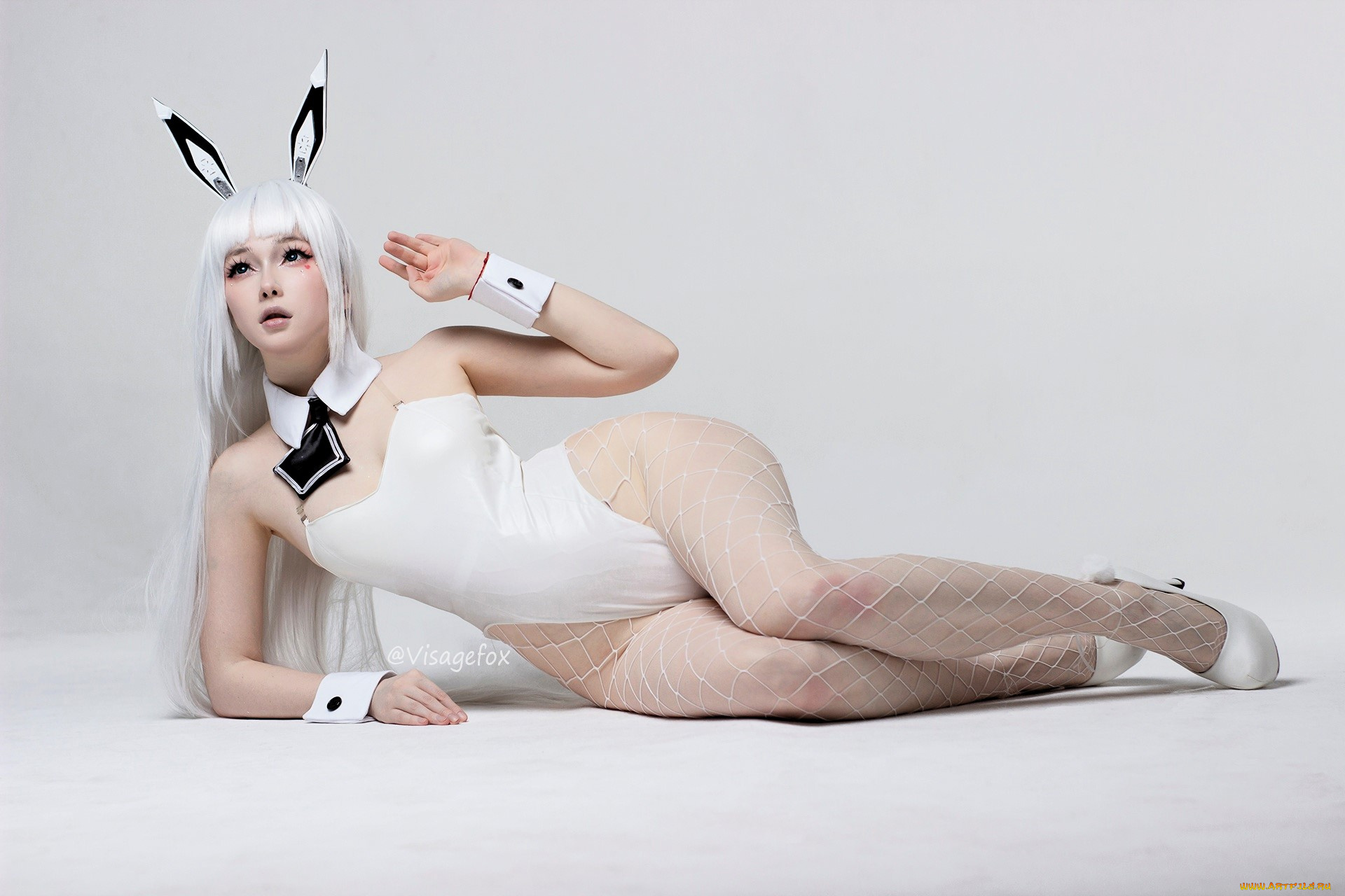 visagefox, девушки, -, креатив, , косплей, образ, косплей, наряд, ушки, боди, колготки, сетка, каблуки