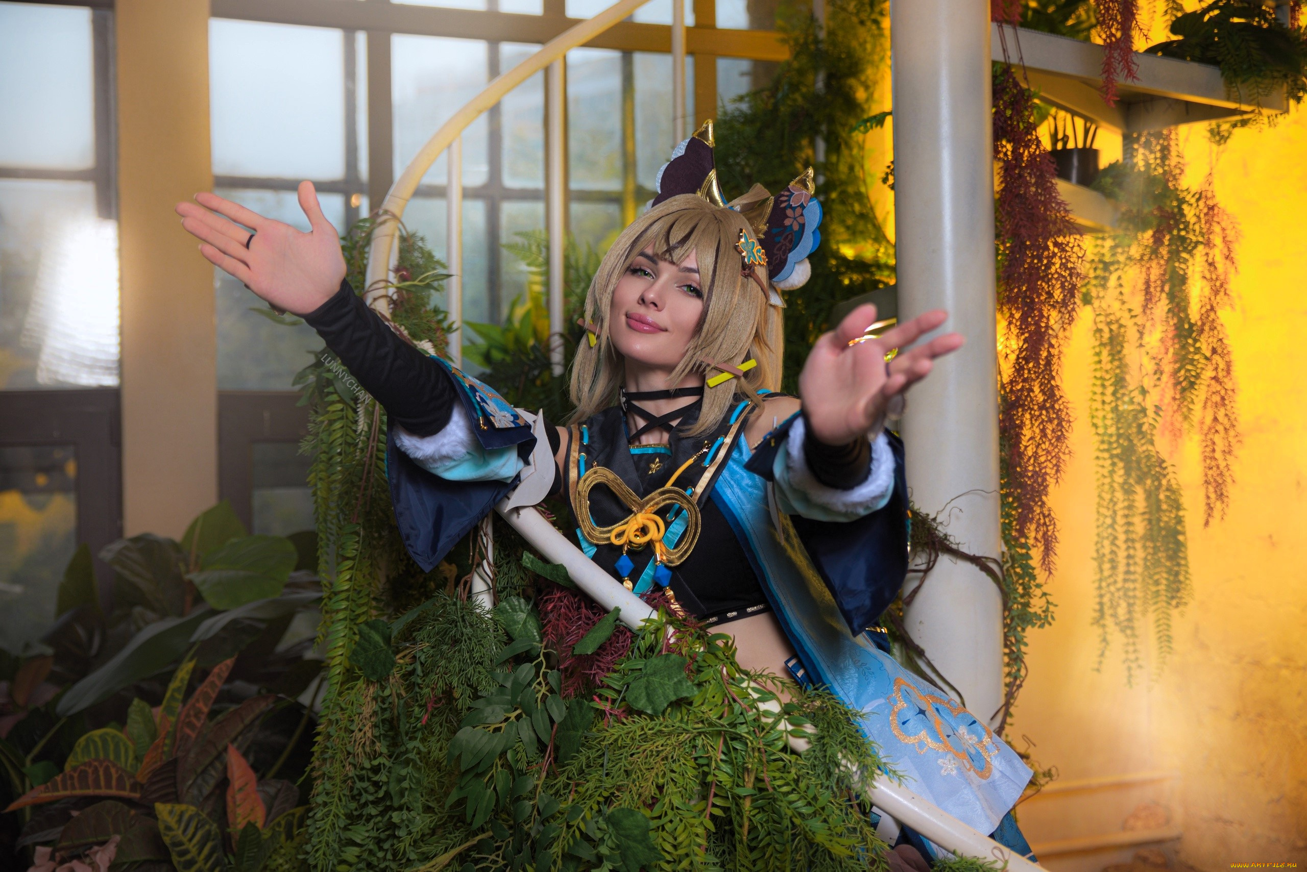 девушки, светлана, хофман, , lunny, chan, образ, костюм, косплей, наряд, жест, растения, лестница