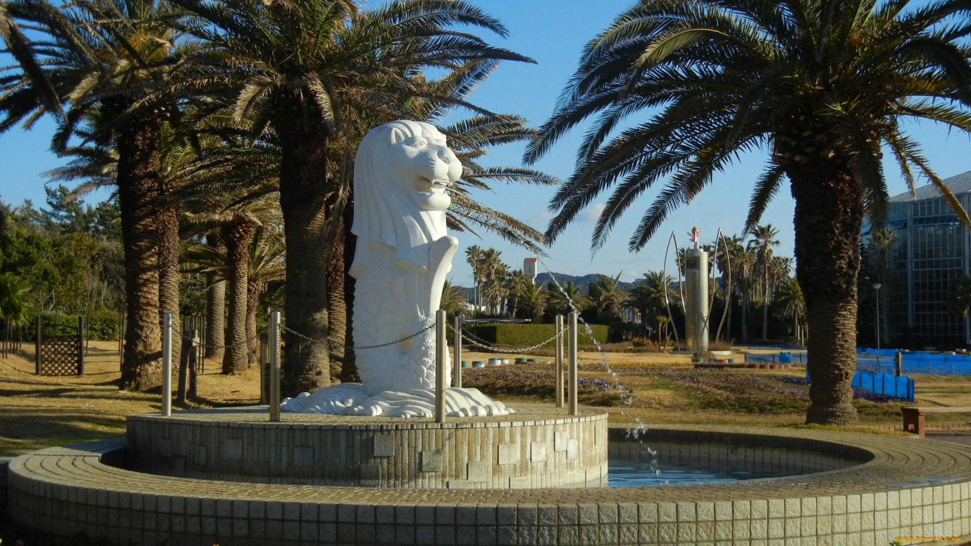 города, сингапур, фонтан, лев