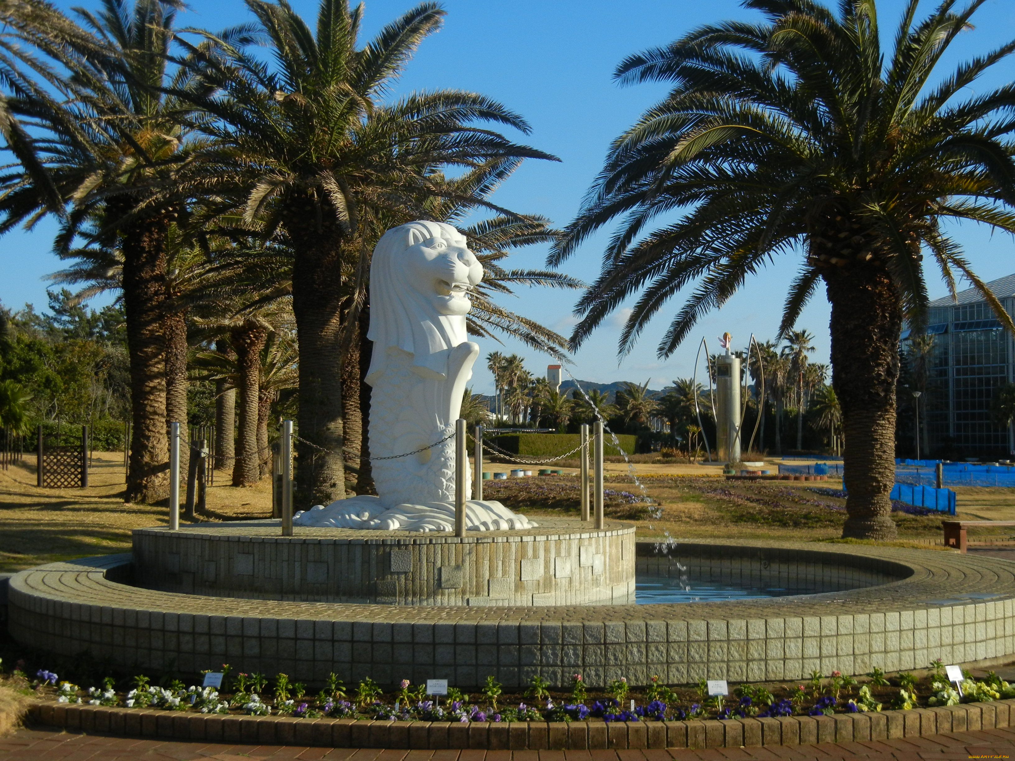 города, сингапур, фонтан, лев